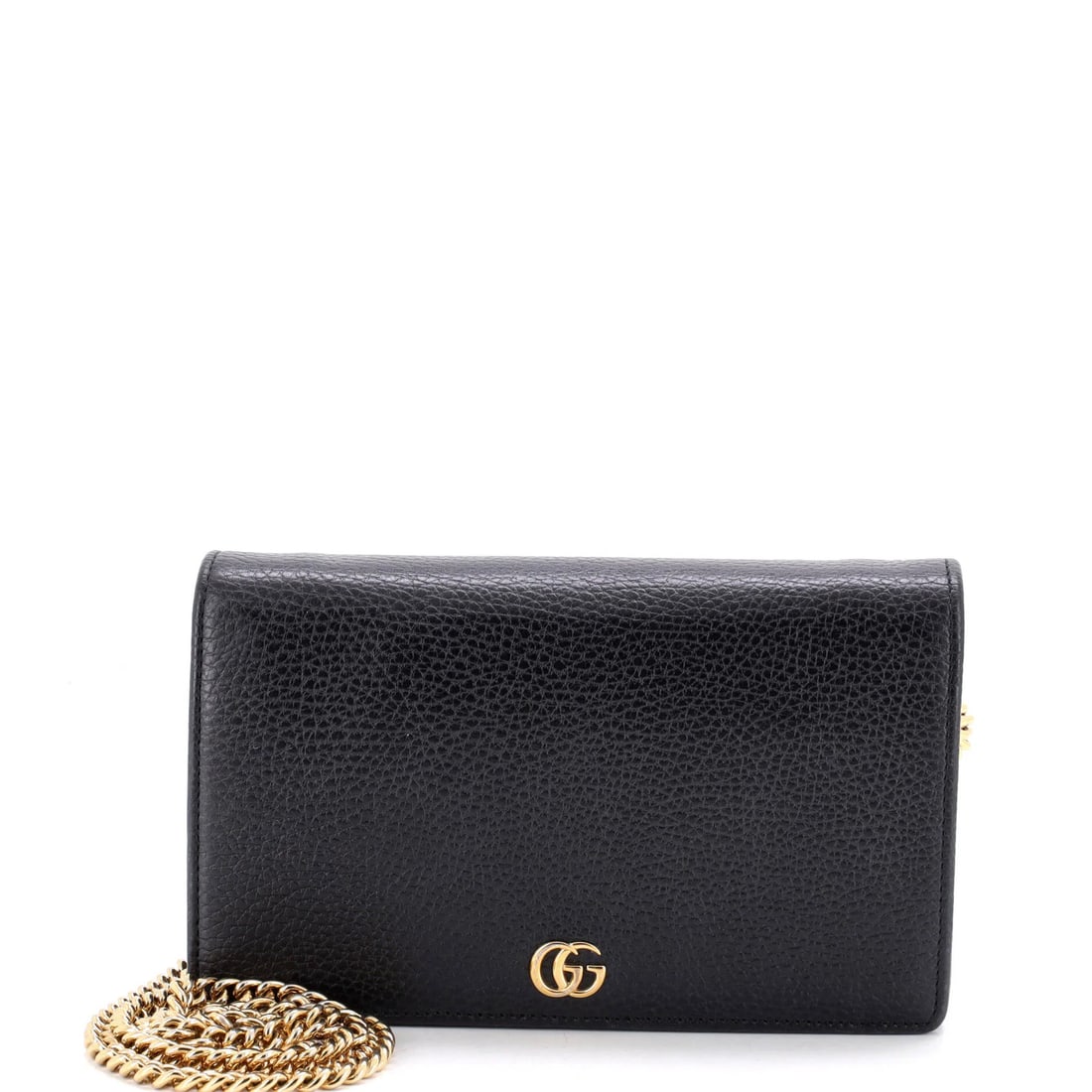Gucci Petite Leather Mini Chain Wallet Marmont GG: Gucci Petite Leather Mini Chain Wallet Marmont GG The Gucci Petite Leather Mini Chain Wallet Marmont GG boasts a sleek, black leather exterior with a signature Marmont GG chain detail. This mini walle