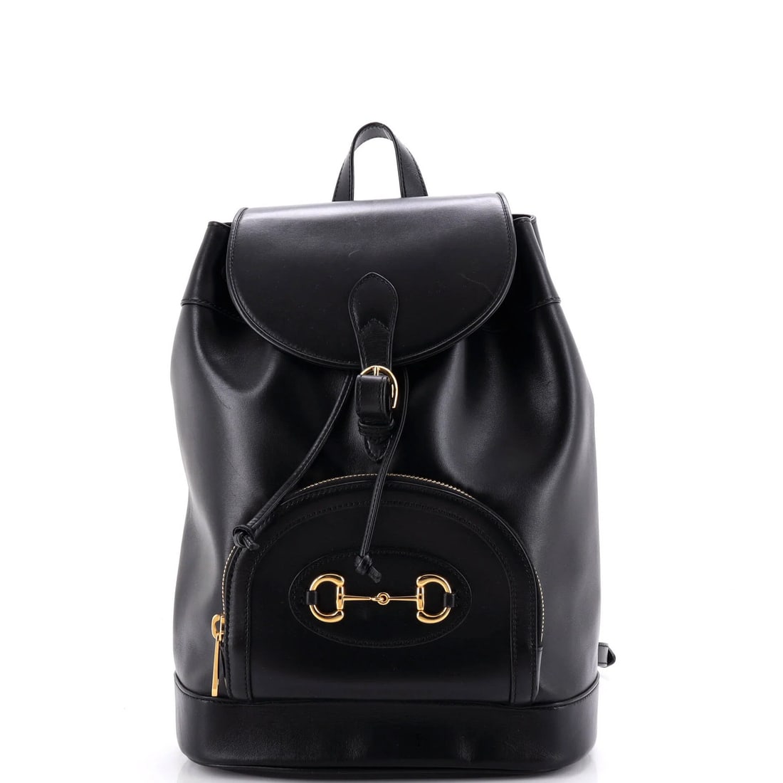 Gucci Horsebit Leather Backpack: Gucci Horsebit Leather Backpack Black Gucci Horsebit Leather Backpack with classic design and signature Horsebit detail. Measuring 14" tall, 11" wide, and 5" deep, this iconic backpack features leathe