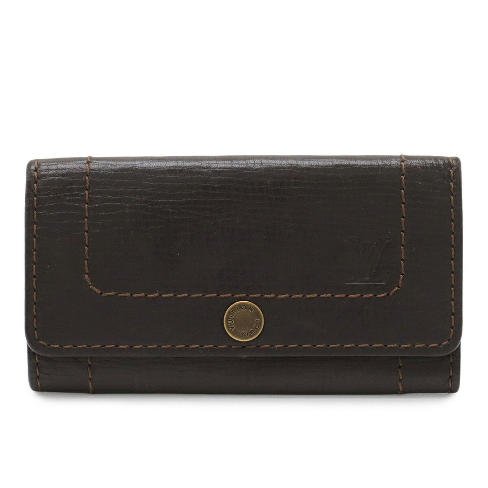 Louis Vuitton Keycase Utah Leather: Louis Vuitton Keycase Utah Leather Coffee-colored Utah leather makes a stylish statement with this Louis Vuitton Keycase, featuring 6 key hooks for convenient organization. Measuring 6.5cm x 12cm, it'