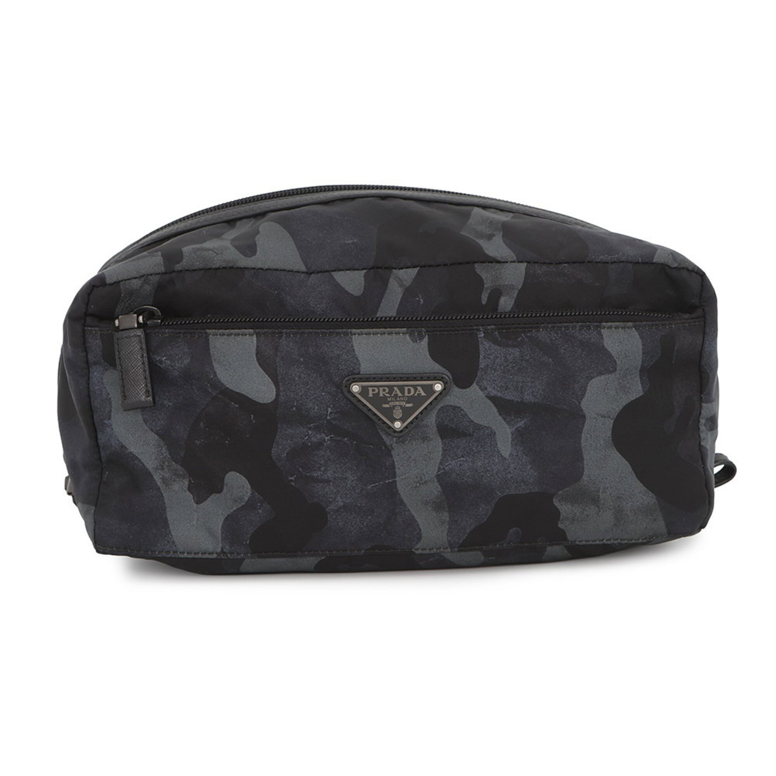 Handbag Pouch Nylon Leather Prada: Handbag Pouch Nylon Leather Prada Nylon and leather blend in this sleek black Prada pouch, measuring 12cm x 26cm x 14cm. The Italian design combines nylon and leather materials, creating a unique look