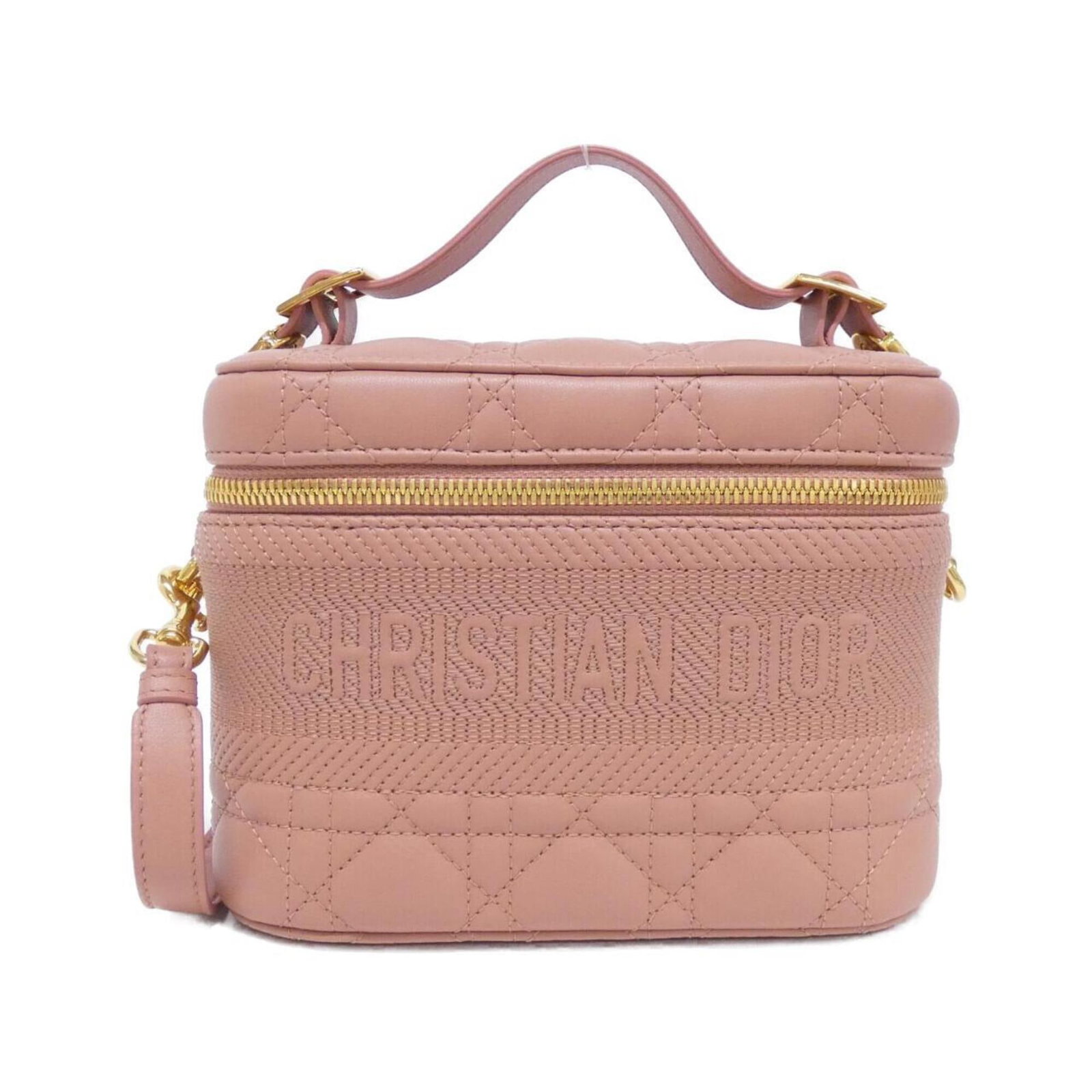 Vanity bag Dior Christian Leather: Vanity bag Dior Christian Leather Pink Christian Dior Leather Vanity Bag. 13cm x 18cm x 10cm in size, this vanity bag is made from high-quality leather and features a distinctive pink color. The bag