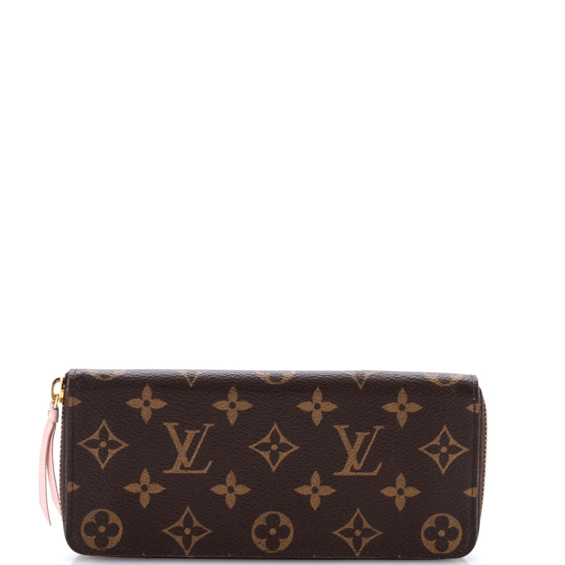Monogram canvas wallet by Louis Vuitton: Monogram canvas wallet by Louis Vuitton Brown Monogram Canvas Wallet by Louis Vuitton. This Clemence Wallet features a classic monogram canvas exterior with a brown color, complemented by a pink leath