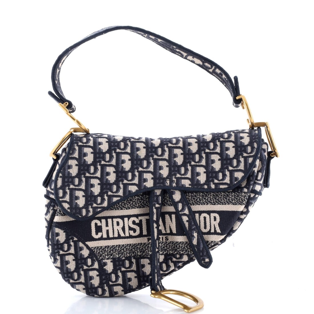 Dior Logo Saddle Handbag Medium Christian Canvas Oblique Embroidered: Dior Logo Saddle Handbag Medium Christian Canvas Oblique Embroidered The Dior Saddle Handbag Medium in Blue Canvas boasts a striking oblique embroidered design, adding a touch of elegance to any