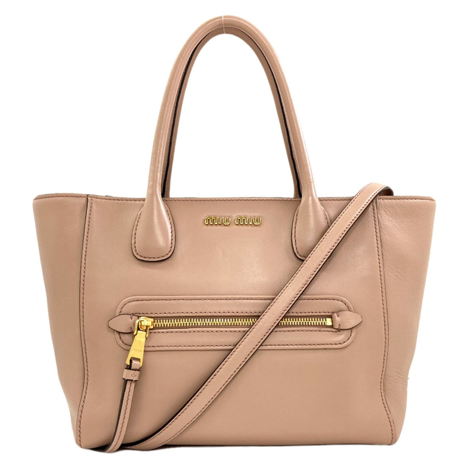 Miu Tote Bag Leather: Miu Tote Bag Leather Pink Miu Miu Calfskin Leather Tote Bag with Zipper Closure. This stylish tote bag features a vibrant pink color and is made from high-quality leather. Measuring 21.5cm x 36cm x 14