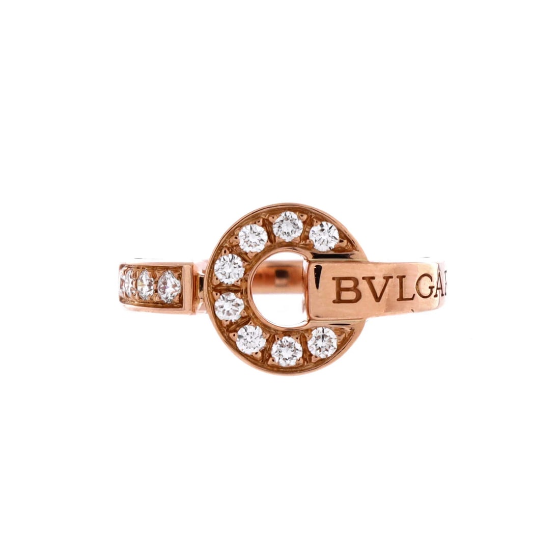 Ring 18K Rose Gold Diamonds Bvlgari: Ring 18K Rose Gold Diamonds Bvlgari 18K Rose Gold Diamonds Bvlgari Ring - A Timeless Piece of Luxury. This exquisite ring features 18K rose gold and a stunning diamond, set in a classic design. With