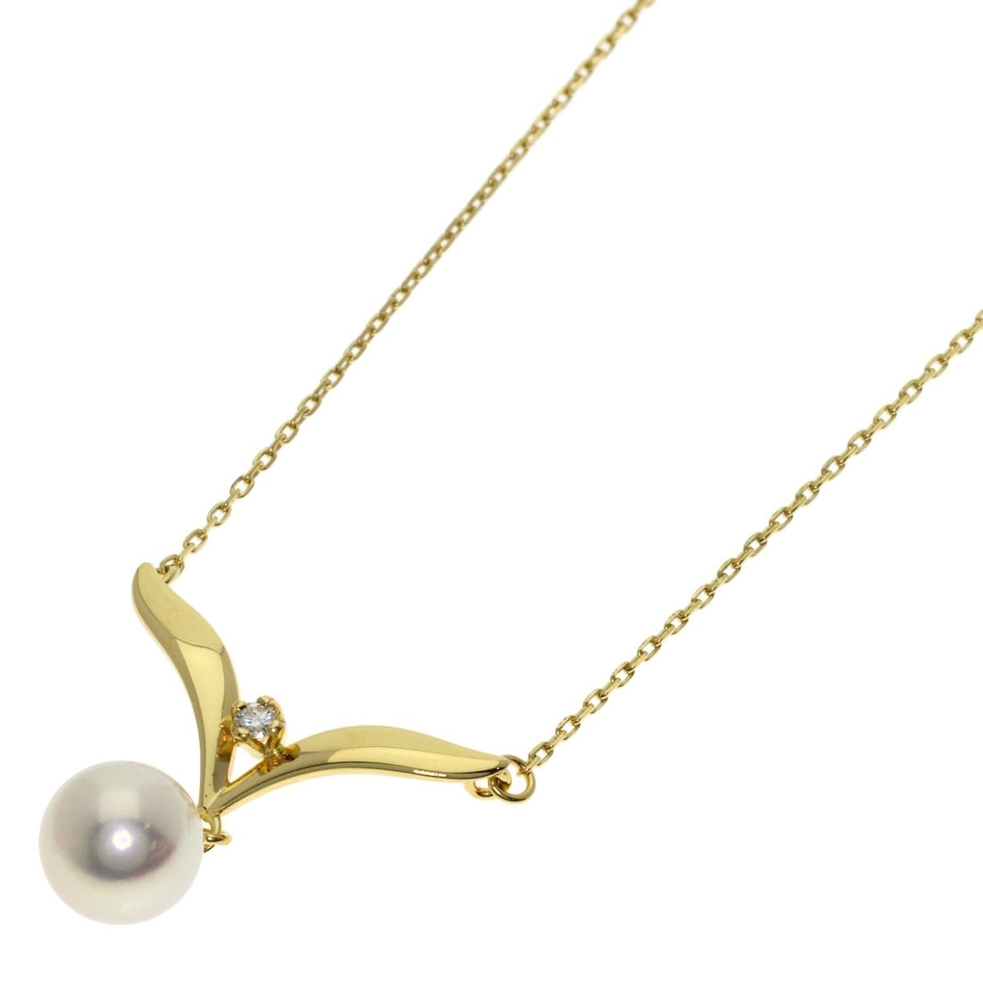 Mikimoto K18 Yellow Gold Pearl Diamond Necklace: Mikimoto K18 Yellow Gold Pearl Diamond Necklace K18 Yellow Gold Pearl Diamond Necklace boasts a striking combination of 18K yellow gold and a luminous pearl, set to create a truly unique piece of
