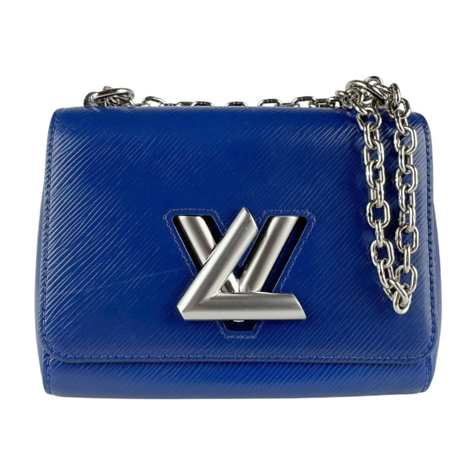 Epi Leather Metal Louis Vuitton Shoulder Bag: Epi Leather Metal Louis Vuitton Shoulder Bag Epi leather and metal craftsmanship come together in this iconic Louis Vuitton shoulder bag, featuring a striking blue hue. Measuring 15cm x 18cm x 8cm,