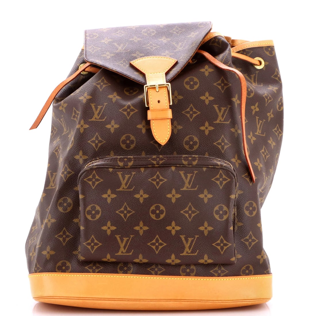 Montsouris Vuitton Louis Vintage Backpack Canvas Monogram GM: Montsouris Vuitton Louis Vintage Backpack Canvas Monogram GM Canvas Monogram GM Vintage Montsouris Backpack in Brown, featuring the iconic Louis Vuitton design, with minor creases, scuffs, and edge