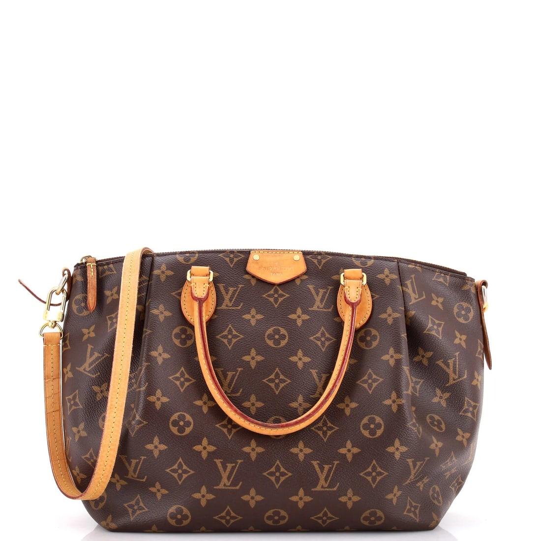 Handbag Monogram Canvas MM Louis Vuitton Turenne: Handbag Monogram Canvas MM Louis Vuitton Turenne Canvas Coated Louis Vuitton Turenne Handbag MM Monogram in Brown. This classic satchel features a timeless design with a signature monogram pattern,