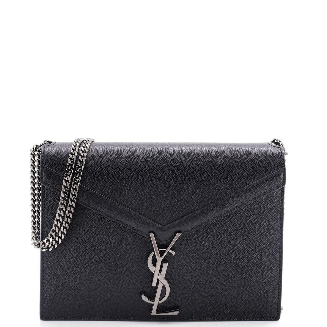 Cassandra Small Leather Chain Shoulder Bag Saint Laurent: Cassandra Small Leather Chain Shoulder Bag Saint Laurent Small, sleek, and stylish, this Saint Laurent Cassandra Chain Shoulder Bag boasts a classic black leather exterior with subtle scuffs and edge