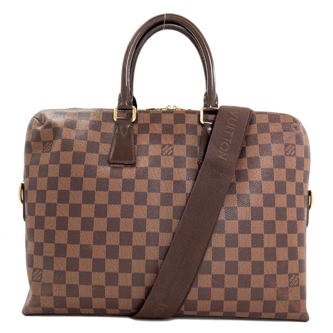 Louis Vuitton N42242 Porte-Documents Business Bag Damier Canvas: Louis Vuitton N42242 Porte-Documents Business Bag Damier Canvas The Louis Vuitton N42242 Porte-Documents Business Bag is a classic example of Damier canvas craftsmanship, featuring a timeless brown