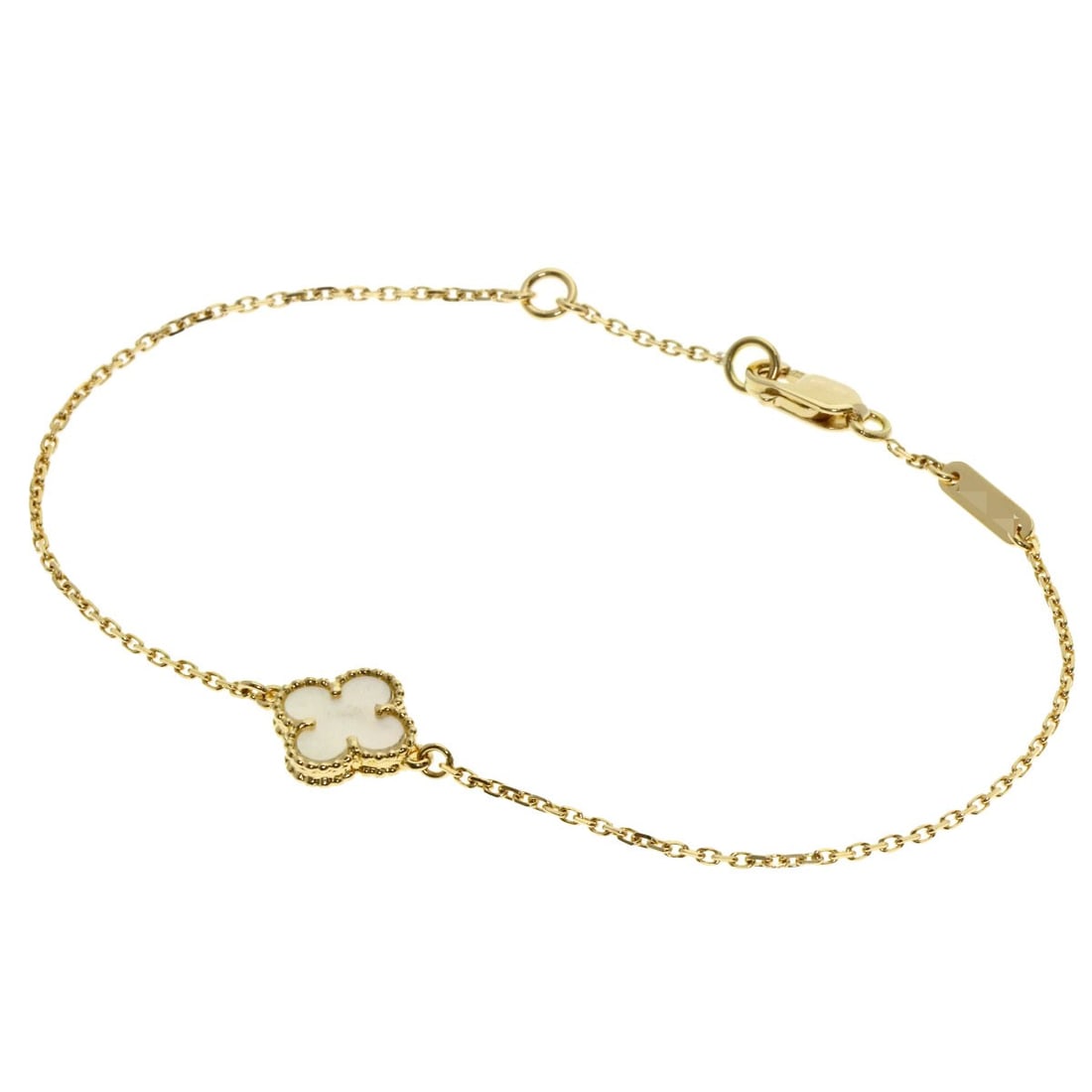 K18 Yellow Gold Van Cleef Arpels Alhambra Sweet Mother Of Pearl Bracelet: K18 Yellow Gold Van Cleef Arpels Alhambra Sweet Mother Of Pearl Bracelet K18 Yellow Gold Van Cleef Arpels Alhambra Sweet Mother Of Pearl Bracelet is a stunning piece featuring K18 yellow gold and a be