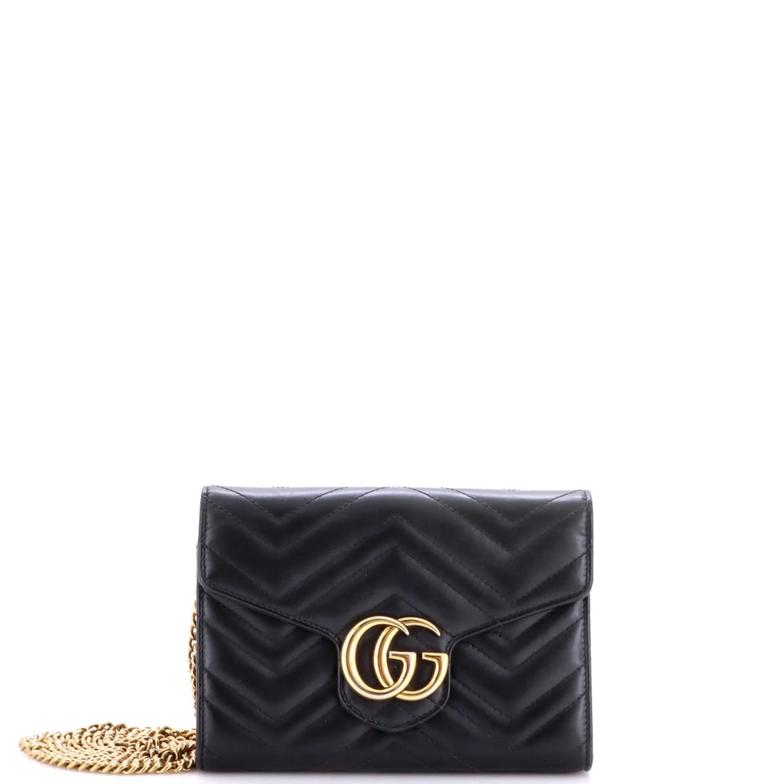 Gucci Marmont Chain Wallet Matelasse Leather Mini: Gucci Marmont Chain Wallet Matelasse Leather Mini The Gucci Marmont Chain Wallet Matelasse Leather Mini boasts sleek, black exterior with a touch of gold hardware, while its interior features a