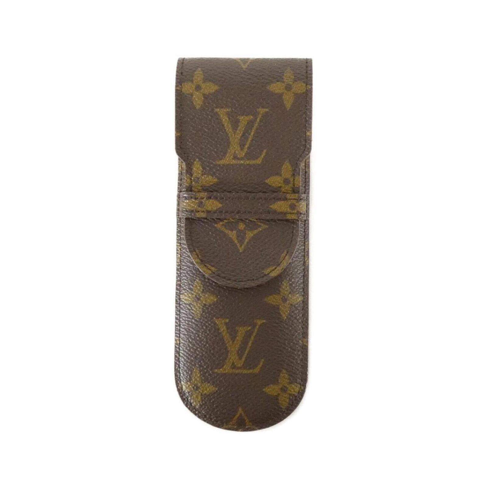 Case Louis Vuitton Pen: Case Louis Vuitton Pen Marron leather case with a classic Monogram design, this Louis Vuitton pen case is a timeless accessory for daily essentials. Made from high-quality leather, its compact size