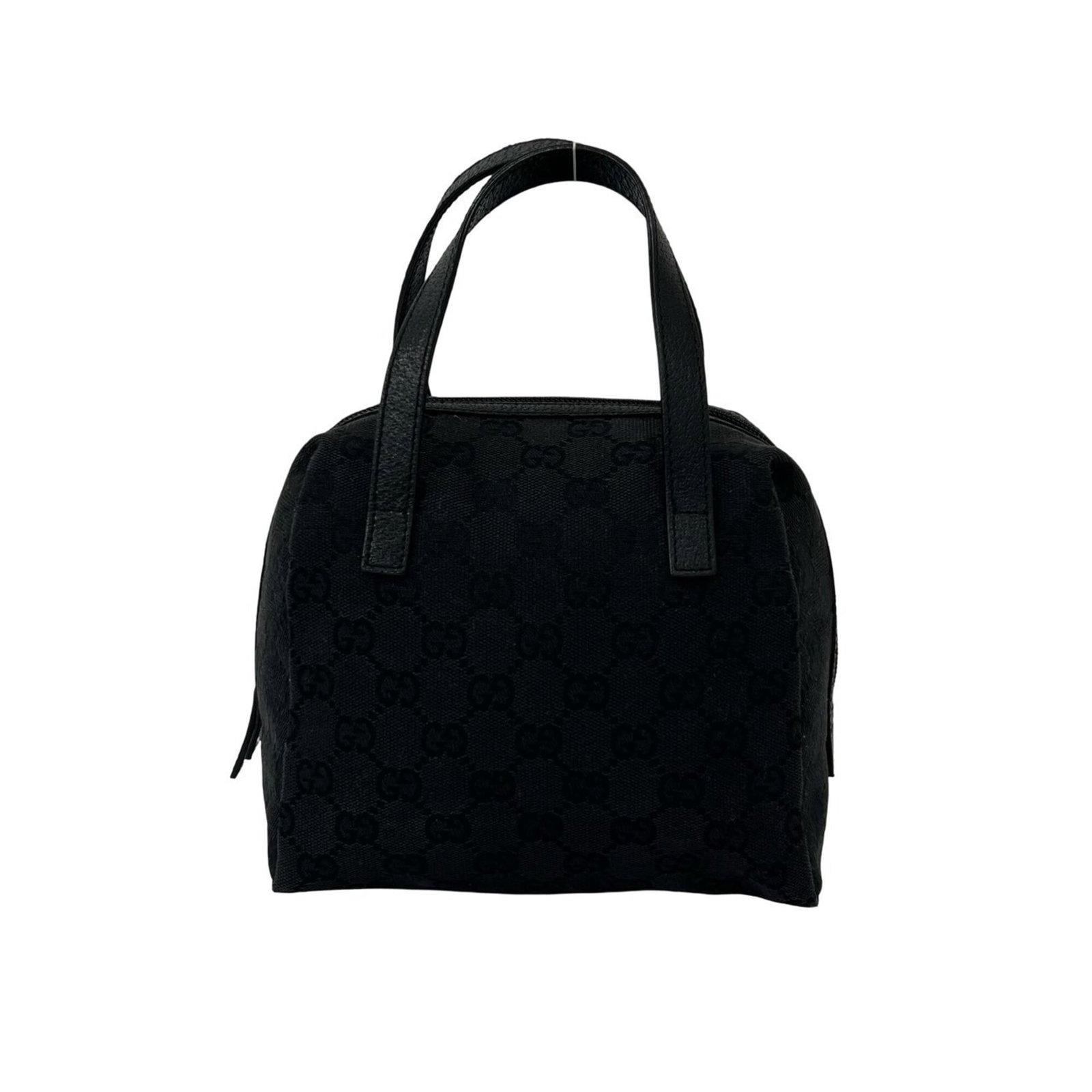 Boston Bag Canvas Leather Handbag Tote Gucci: Boston Bag Canvas Leather Handbag Tote Gucci Canvas and leather combine in this Boston bag tote from Gucci, featuring a classic design with clean lines and a timeless black color. The bag measures