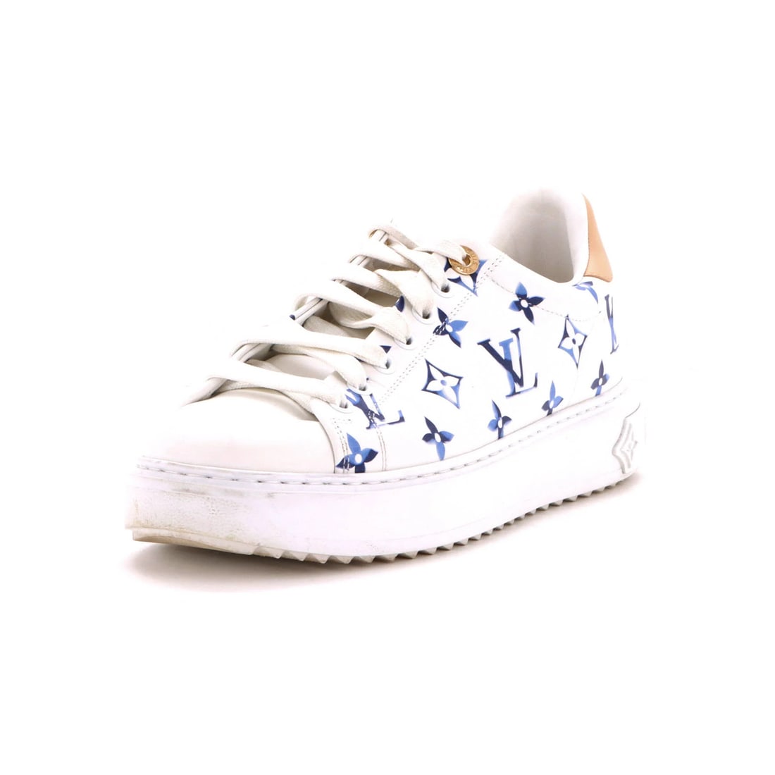 Women's Time Out Monogram Print Leather Sneakers Louis Vuitton: Women's Time Out Monogram Print Leather Sneakers Louis Vuitton Women's Time Out Monogram Print Leather Sneakers Louis Vuitton in White. Features a classic sneaker style with a monogram print leather