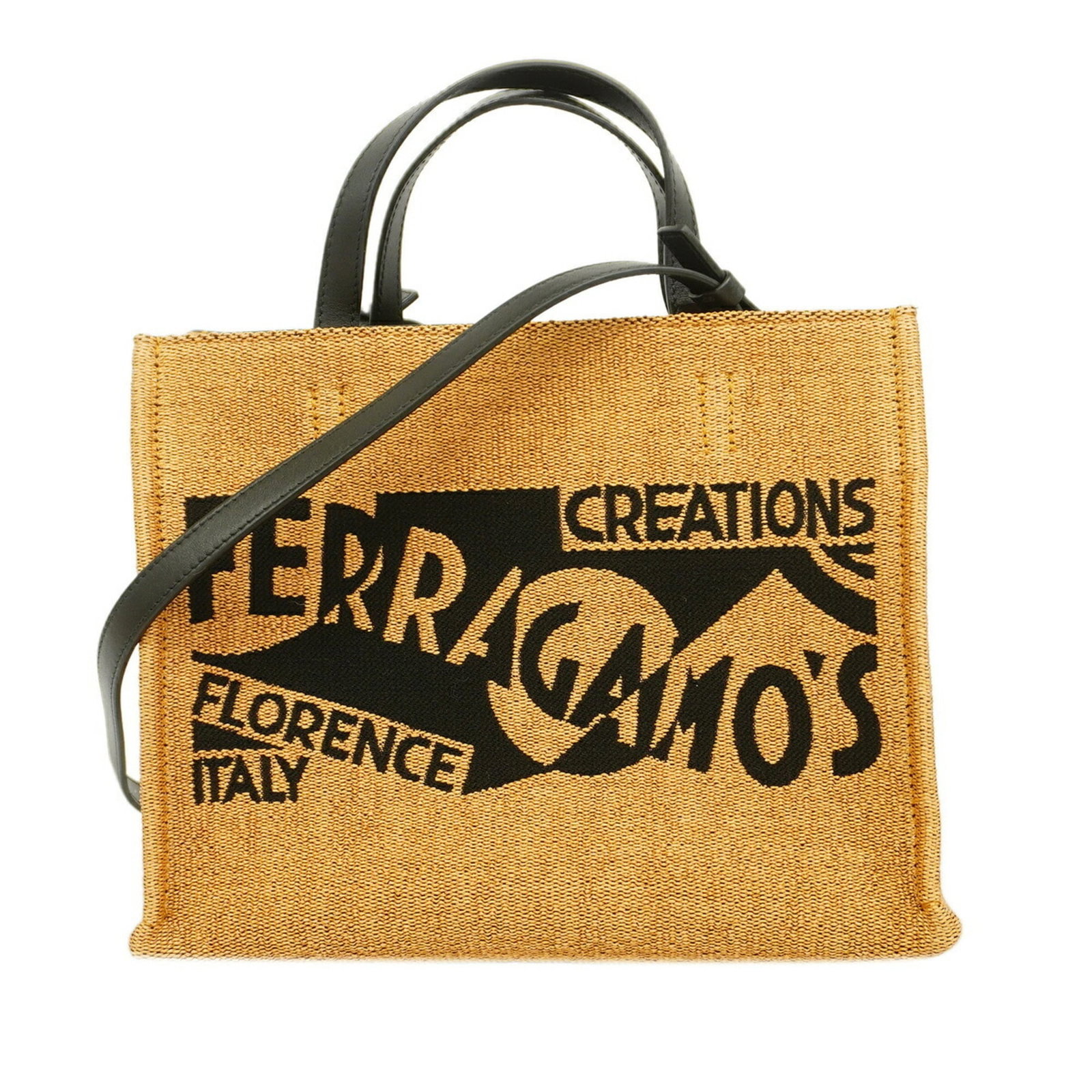 Handbag Fabric Leather Salvatore Ferragamo: Handbag Fabric Leather Salvatore Ferragamo Salvatore Ferragamo handbag fabric leather, a stylish and versatile accessory. This beige and black handbag features gold hardware, measuring 21cm x 27cm x