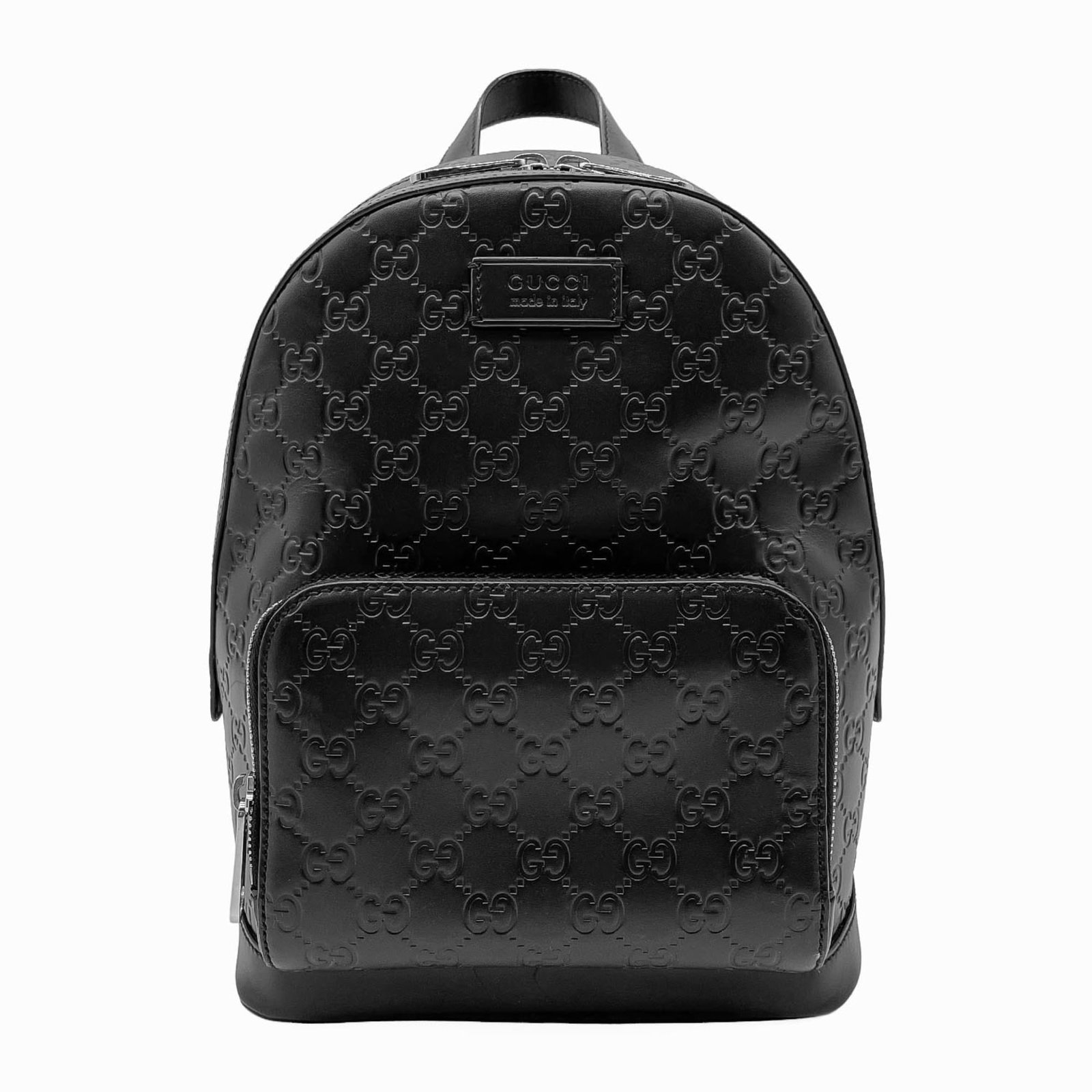 Backpack Leather: Backpack Leather Black leather backpack with a compact size of 30cm x 22cm x 12cm, perfect for daily use. This Gucci MPN 450967 backpack is made from high-quality leather and features a classic design