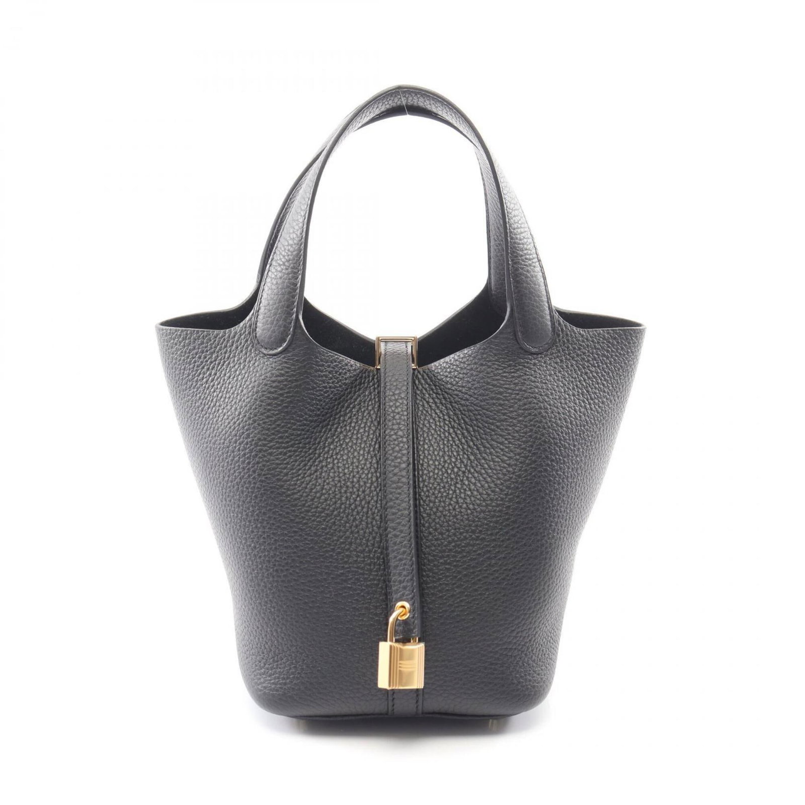 Clemence Leather Handbag Taurillon Hermes: Clemence Leather Handbag Taurillon Hermes Taurillon clemence leather handbag from Hermes, featuring a sleek black design with precise measurements at 18.5cm x 19cm x 13.5cm. This stylish handbag