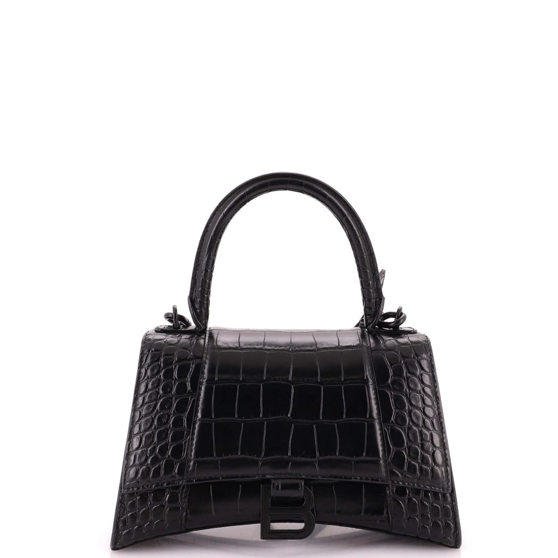 Crocodile Embossed Leather Small Handle Top Bag Hourglass Balenciaga: Crocodile Embossed Leather Small Handle Top Bag Hourglass Balenciaga Small, stylish, and sleek, this Crocodile Embossed Leather Balenciaga Hourglass Top Handle Bag is a chic accessory for any
