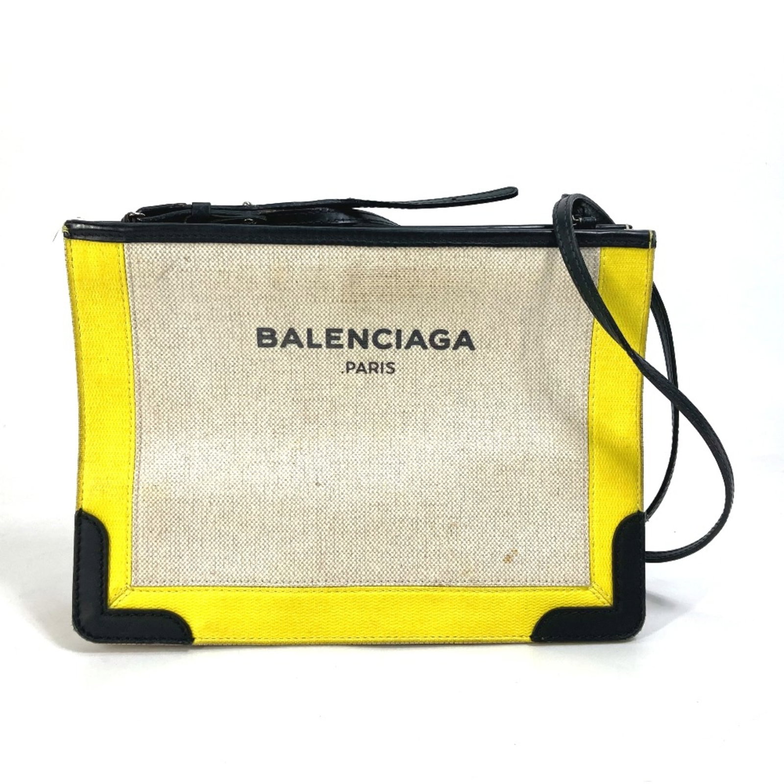 Bag Shoulder Leather Balenciaga: Bag Shoulder Leather Balenciaga Yellow leather shoulder bag from Balenciaga, featuring a classic design with clean lines and a spacious interior. Measuring 25cm x 18.5cm x 9.8cm, this bag has a