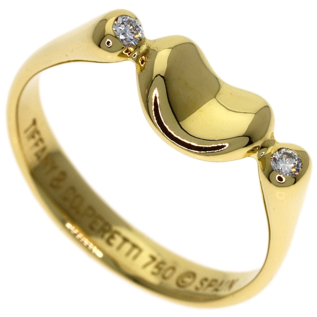 Diamond Ring Tiffany K18 Yellow Gold Bean: Diamond Ring Tiffany K18 Yellow Gold Bean K18 Yellow Gold Bean Ring from Tiffany & Co. boasts a striking gold hue, crafted from 18-karat gold for a luxurious feel. This diamond ring features a central
