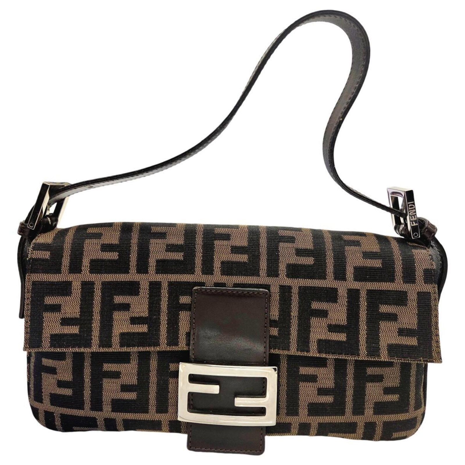 Canvas Leather Handbag Fendi Pouch: Canvas Leather Handbag Fendi Pouch Canvas Leather Fendi Pouch in Brown. This canvas leather handbag features a brown color and measures 14cm x 25cm x 4cm. The Fendi brand is known for its