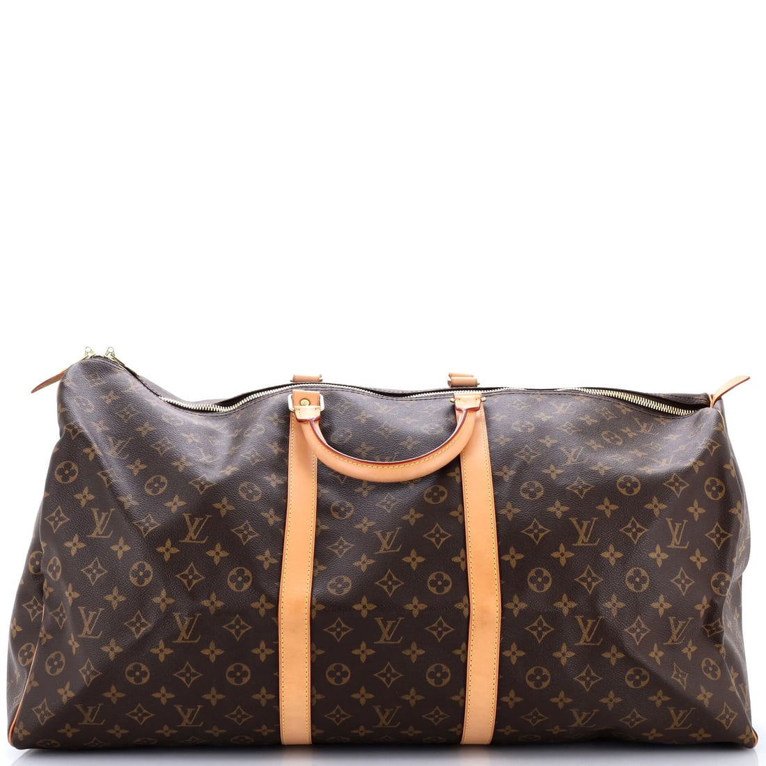 Vuitton Canvas Keepall Monogram Louis 60: Vuitton Canvas Keepall Monogram Louis 60 Brown Louis Vuitton Canvas Keepall Monogram 60 Duffle Bag with Heavy Edge Wear, Scuffs, and Gold Hardware. This Vuitton Keepall bag features a classic