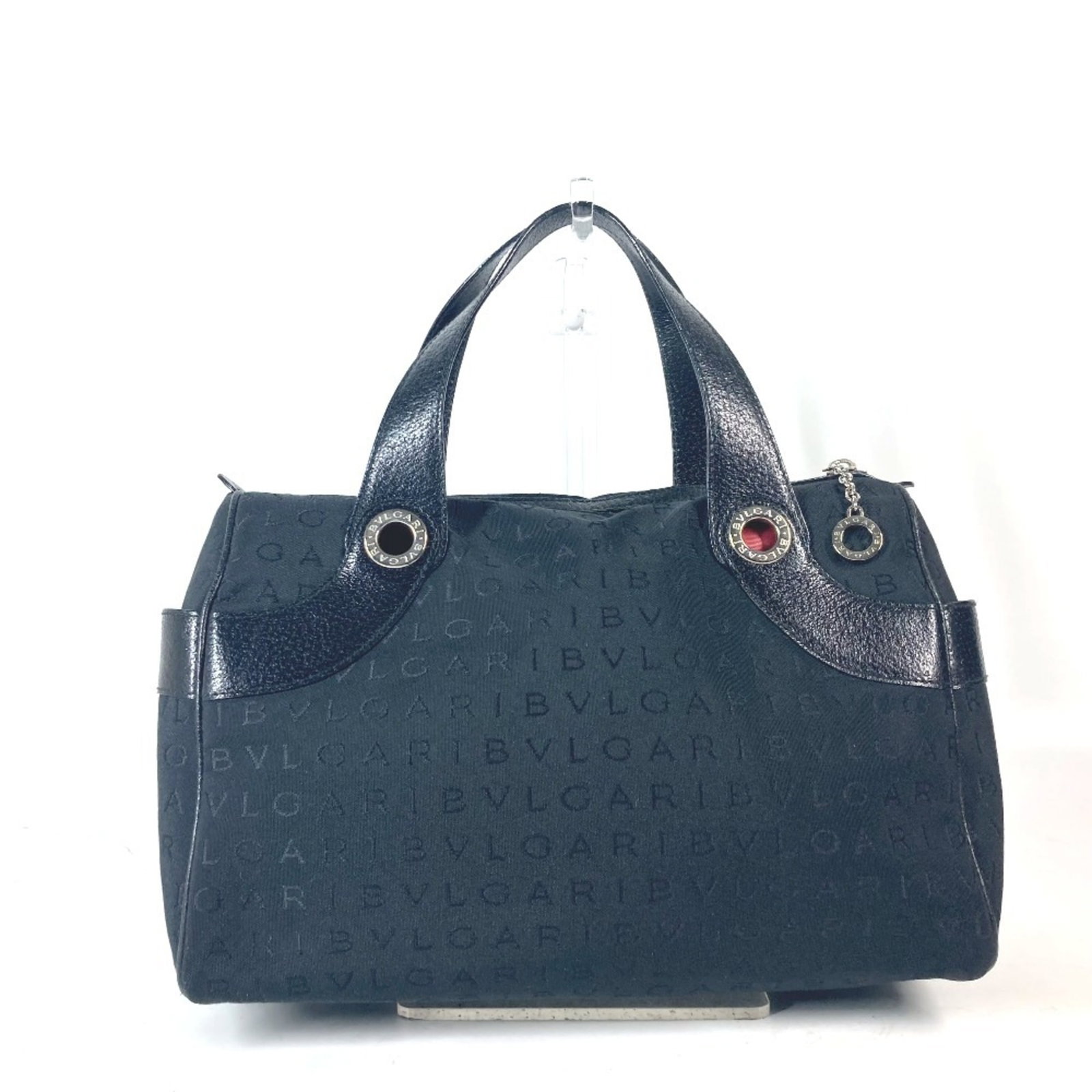 Boston Handbag Bag Canvas Leather Bvlgari: Boston Handbag Bag Canvas Leather Bvlgari Boston Handbag Bag Canvas Leather Bvlgari - A sleek and sophisticated black bag from Bvlgari, crafted from high-quality canvas and leather, with a signature