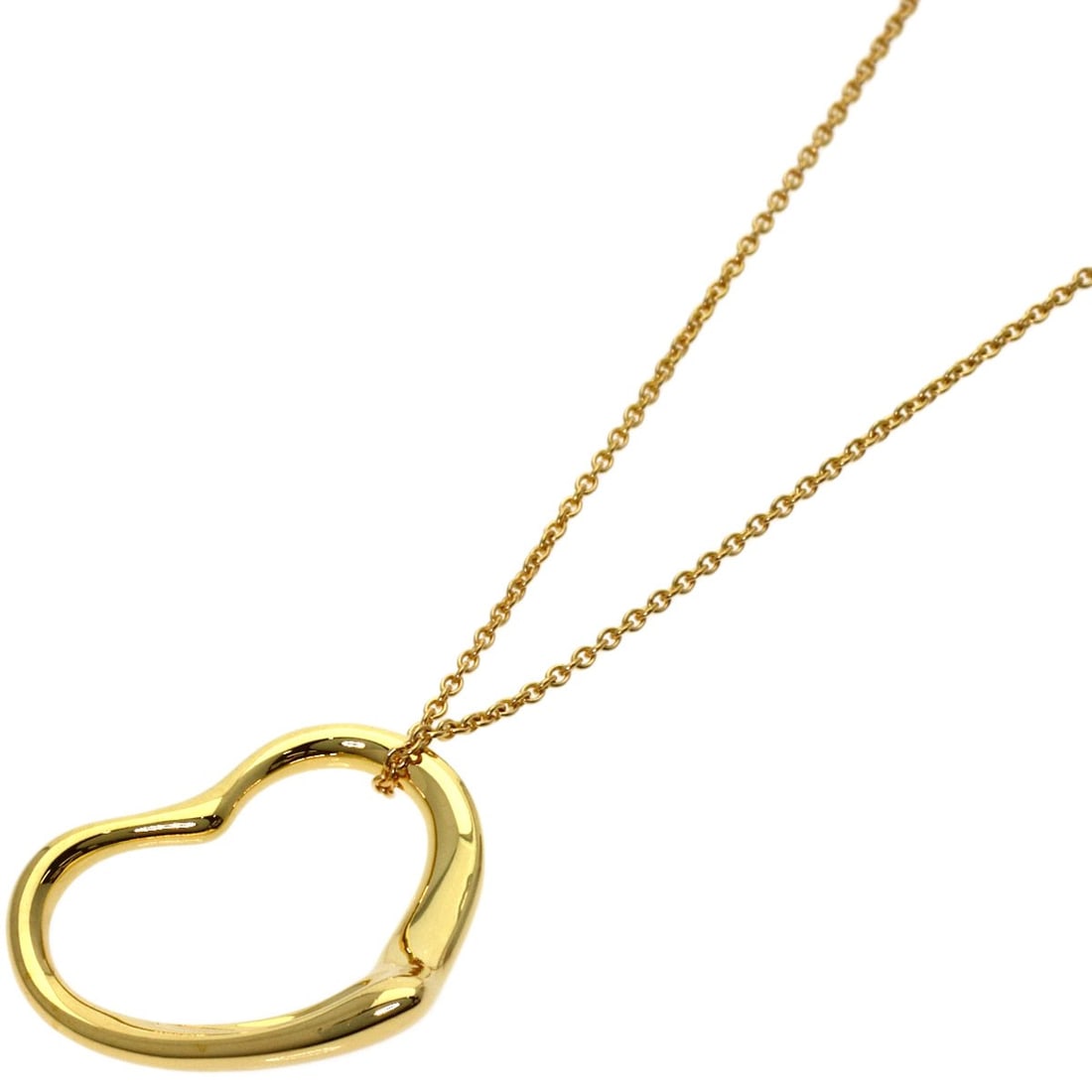 Yellow Gold Necklace Tiffany&Co Open Heart K18: Yellow Gold Necklace Tiffany&Co Open Heart K18 K18 Yellow Gold Tiffany&Co Open Heart Necklace is a 15.7-inch long necklace made from 18k gold. The necklace features a distinctive open heart design, sh