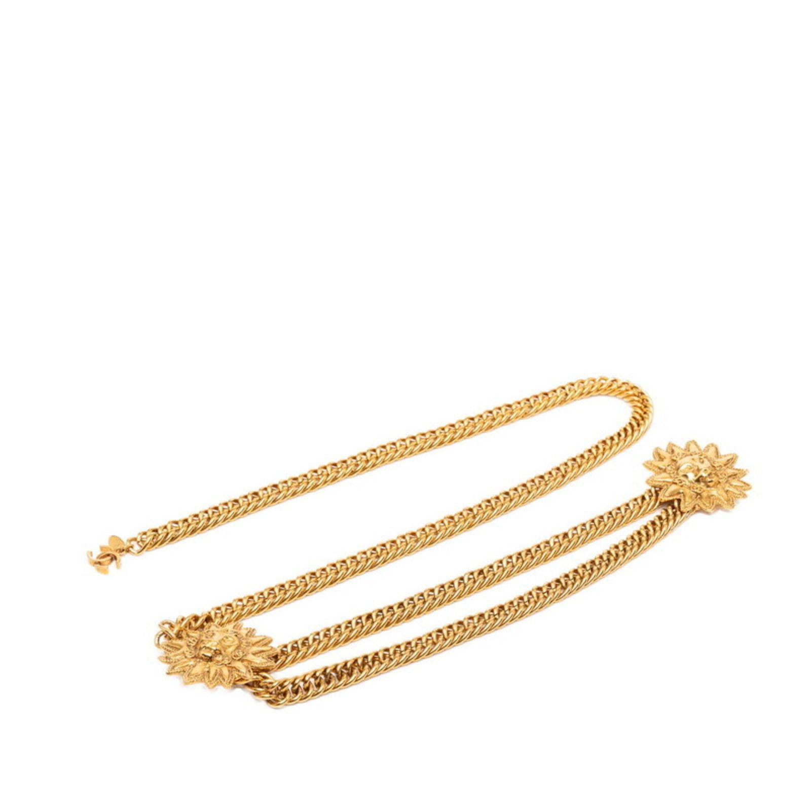 Chain Belt for Chanel: Chain Belt for Chanel Gold chain belt from Chanel, measuring 77cm in length and 1cm in width. This classic design features a simple, elegant chain strap that adds a touch of sophistication to any outf