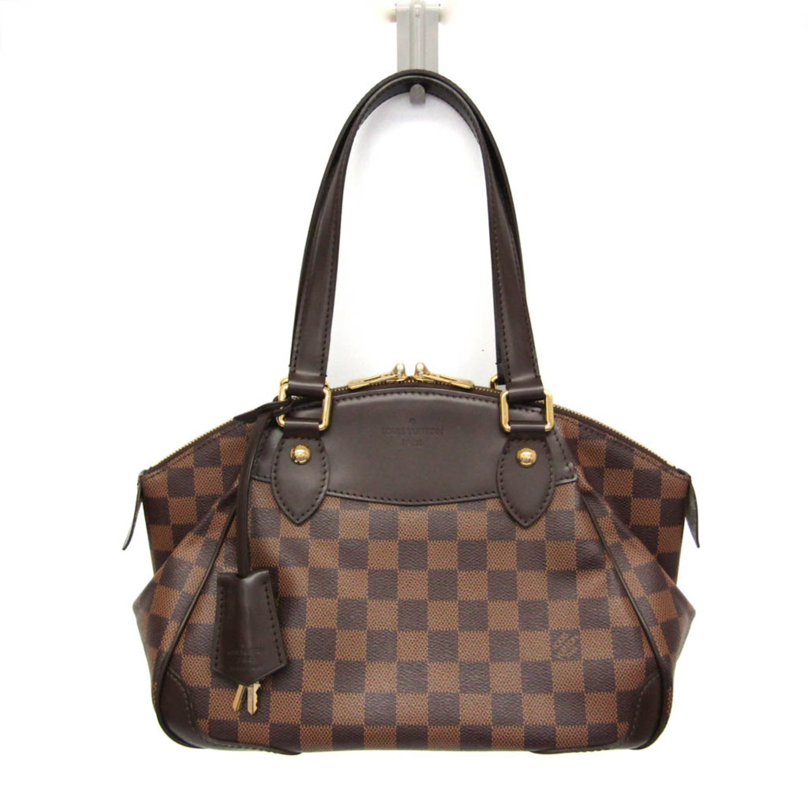 Shoulder Bag Damier Canvas By Louis Vuitton: Shoulder Bag Damier Canvas By Louis Vuitton Damier Canvas by Louis Vuitton Verona PM shoulder bag features a timeless design with Ebene color, minor scuffs and scratches on the leather. The bag