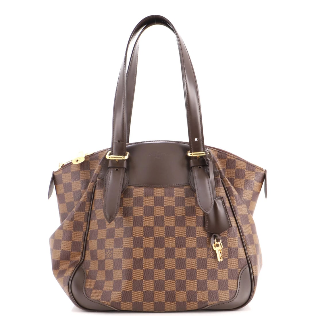 Handbag Louis Vuitton Verona Damier: Handbag Louis Vuitton Verona Damier The Louis Vuitton Verona Damier MM handbag boasts a timeless design with a classic canvas coated exterior in rich brown. Measuring 11" in height and 11.5" in