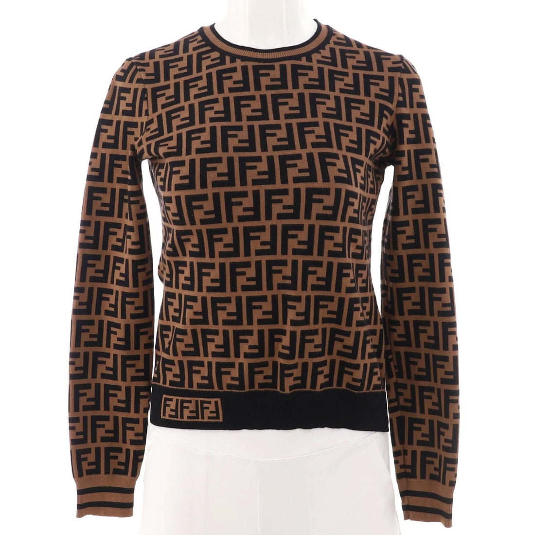 Women's Long Sleeve Crewneck Sweater Zucca Viscose Blend Fendi (1 of 4)