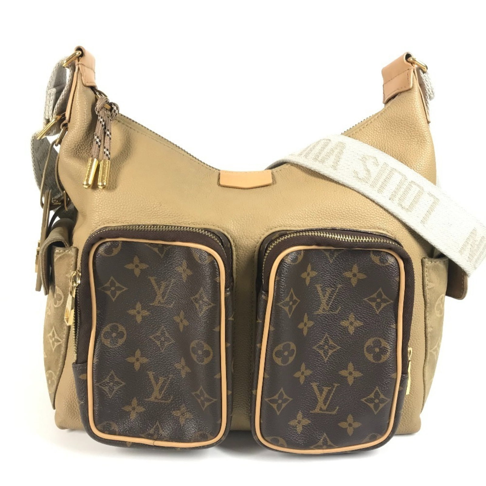 Shoulder Bag Monogram Canvas Leather Louis Vuitton: Shoulder Bag Monogram Canvas Leather Louis Vuitton Monogram canvas leather Louis Vuitton shoulder bag in beige and brown. This classic design features a timeless combination of materials, with the