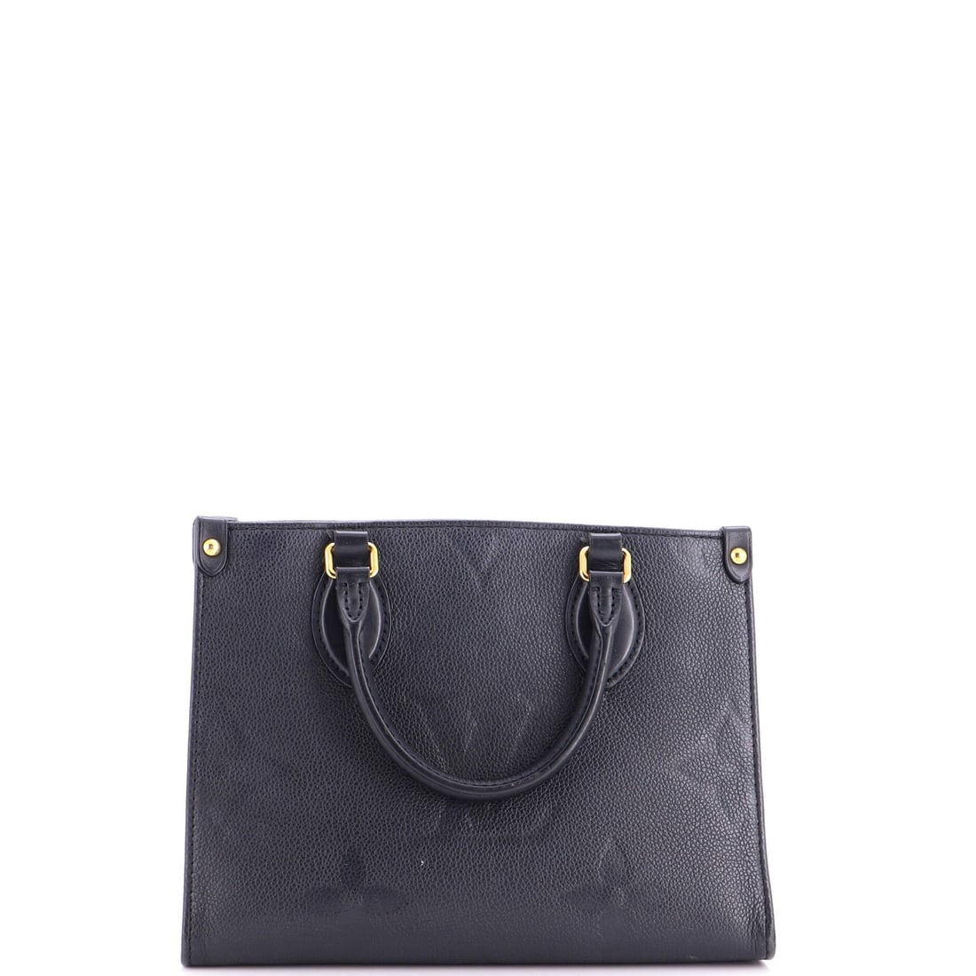 OnTheGo Tote Monogram Empreinte Giant Louis Vuitton: OnTheGo Tote Monogram Empreinte Giant Louis Vuitton Black OnTheGo Tote Monogram Empreinte Giant PM from Louis Vuitton features a classic design with heavy corner wear, edge wear, scuffs, and minor cre