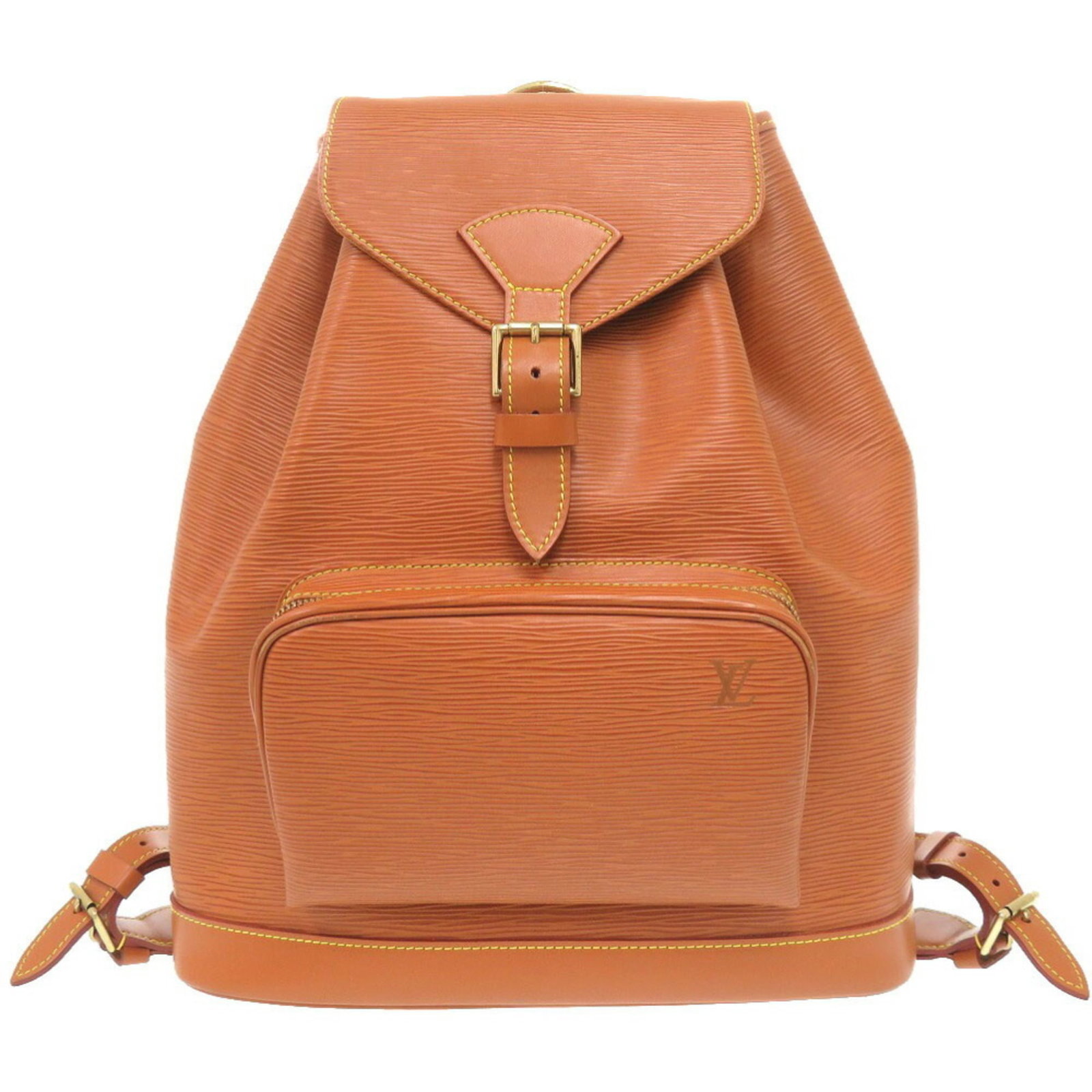 Epi Leather Louis Vuitton Backpack: Epi Leather Louis Vuitton Backpack Epi leather Louis Vuitton Backpack in gold, featuring classic Cipango hardware, is a stylish and durable accessory. Made from premium Epi leather, this backpack