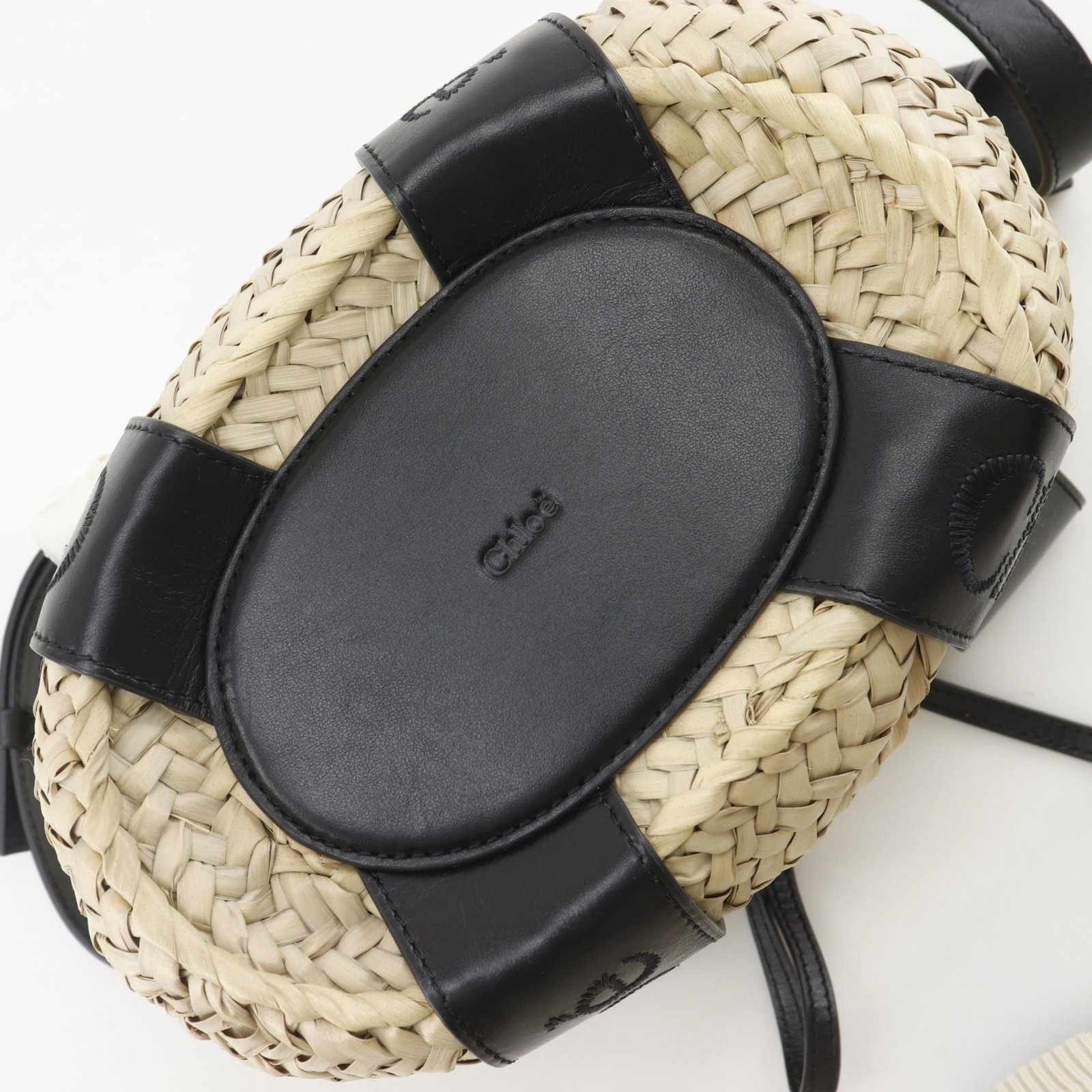 Raffia leather handbag basket - 12