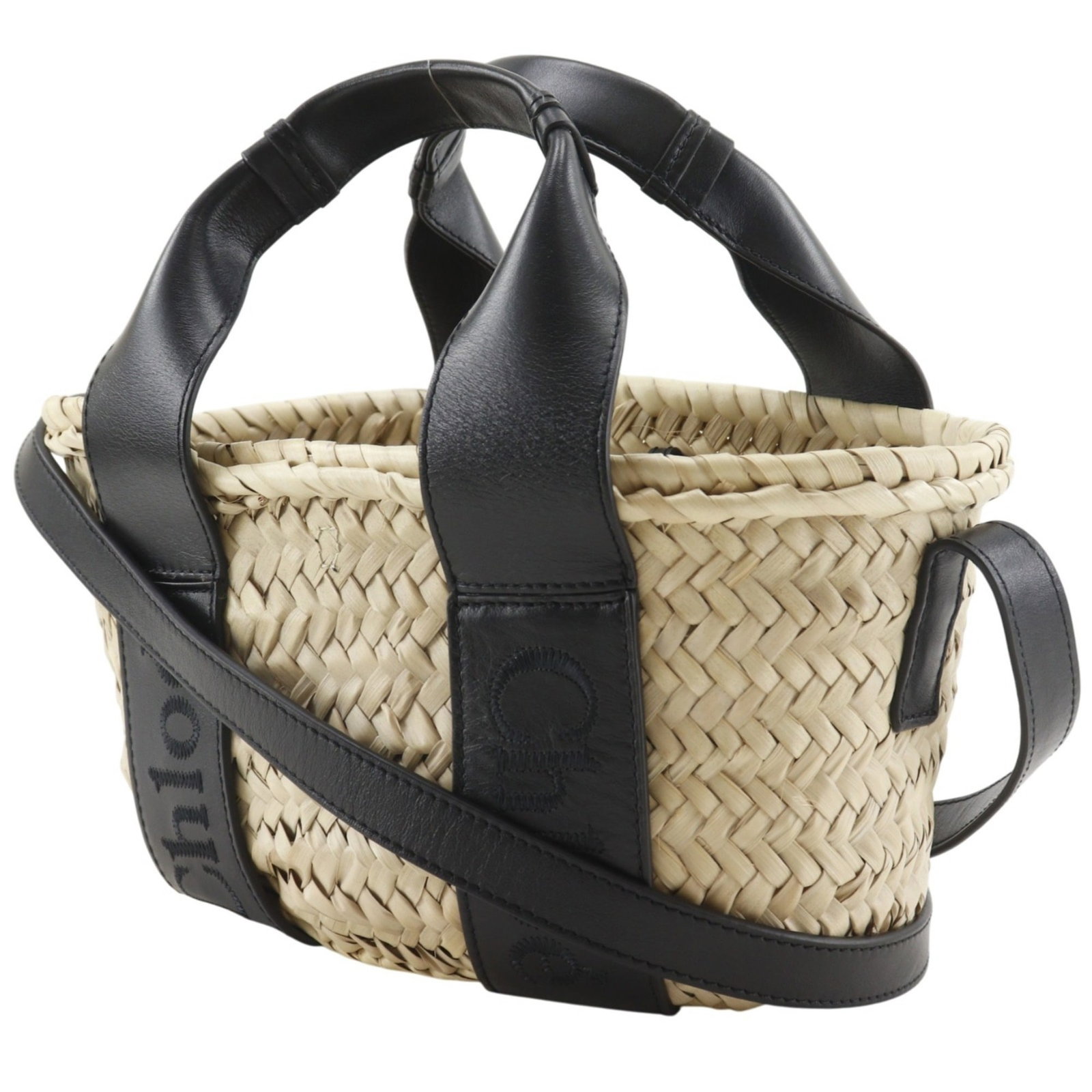 Raffia leather handbag basket - 2