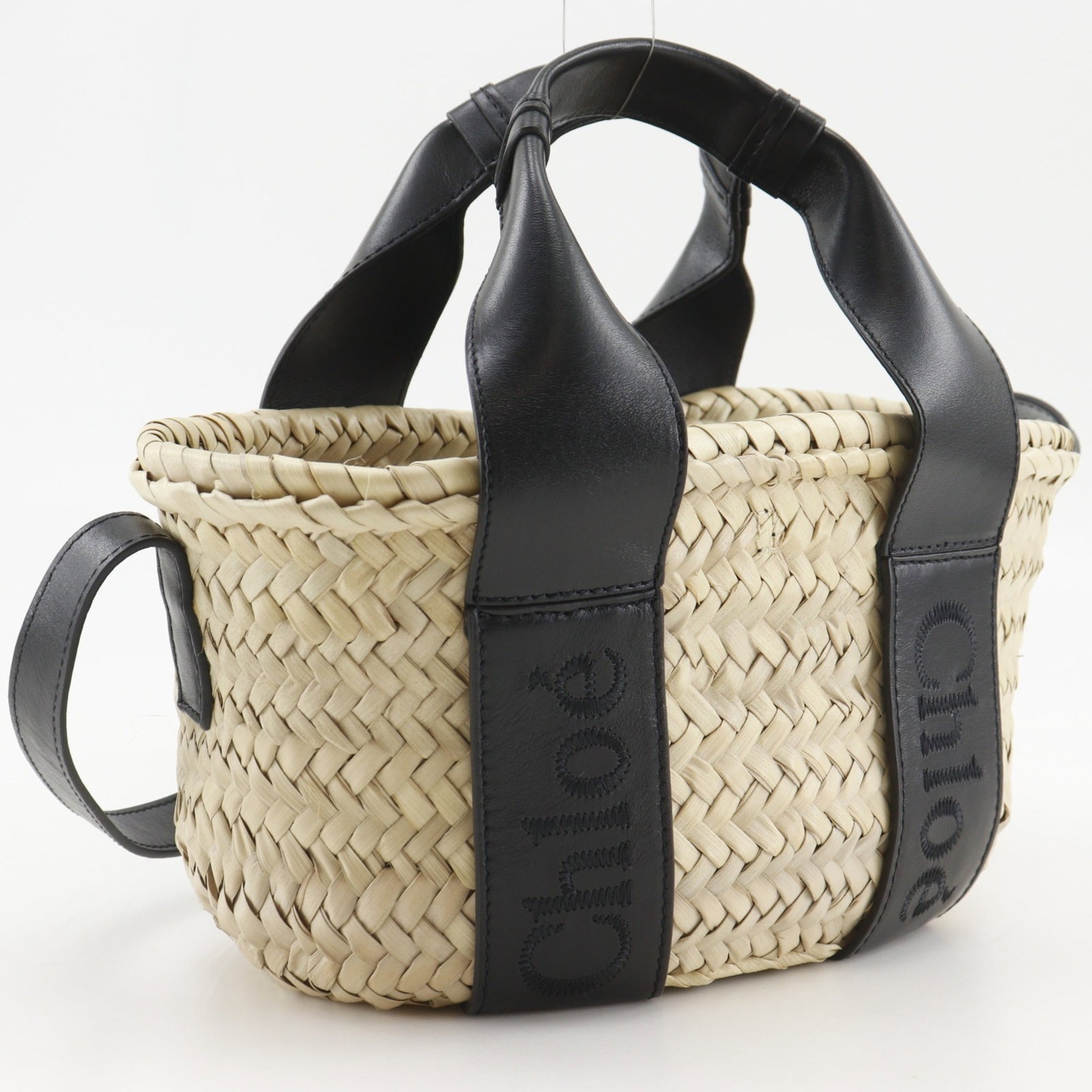 Raffia leather handbag basket - 3