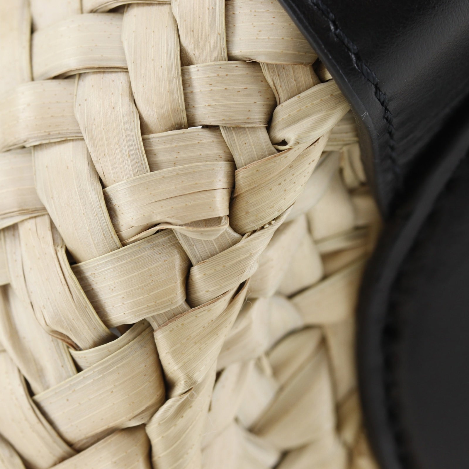 Raffia leather handbag basket - 4