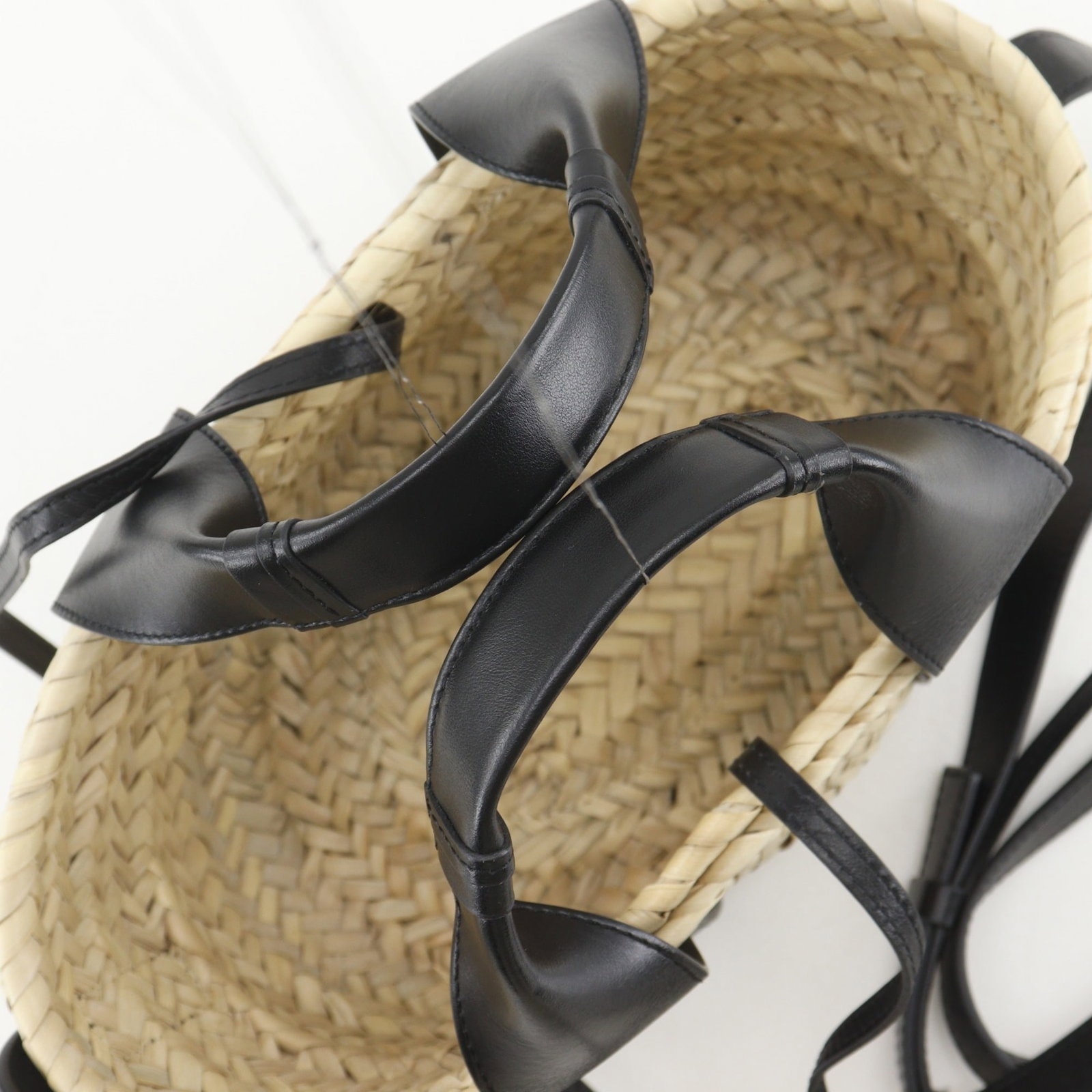Raffia leather handbag basket - 5
