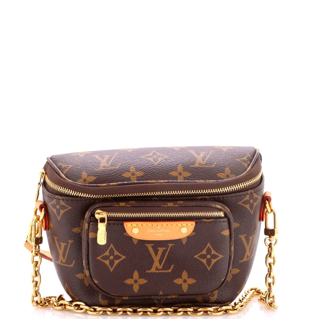 Mini Canvas Monogram Bum Bag Louis Vuitton: Mini Canvas Monogram Bum Bag Louis Vuitton Miniature canvas monogram Louis Vuitton bum bag in brown, featuring a classic belt bag design with a canvas coated exterior and gold hardware. The bag