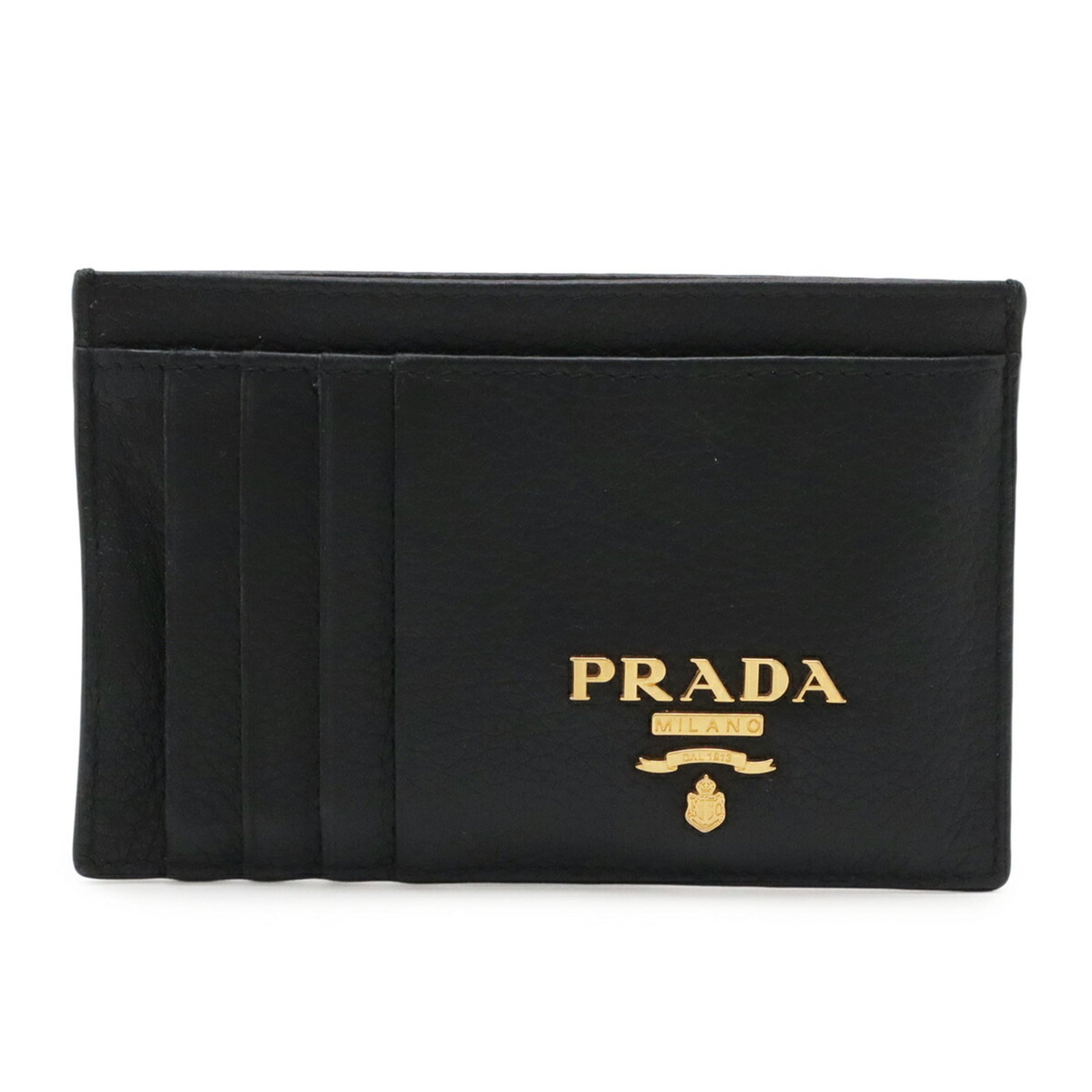Case Card Leather Business Prada: Case Card Leather Business Prada Black, Nero leather business card case from Prada, measuring 8cm x 12.5cm. The case features a classic design with a simple, elegant shape. Made from high-quality leat