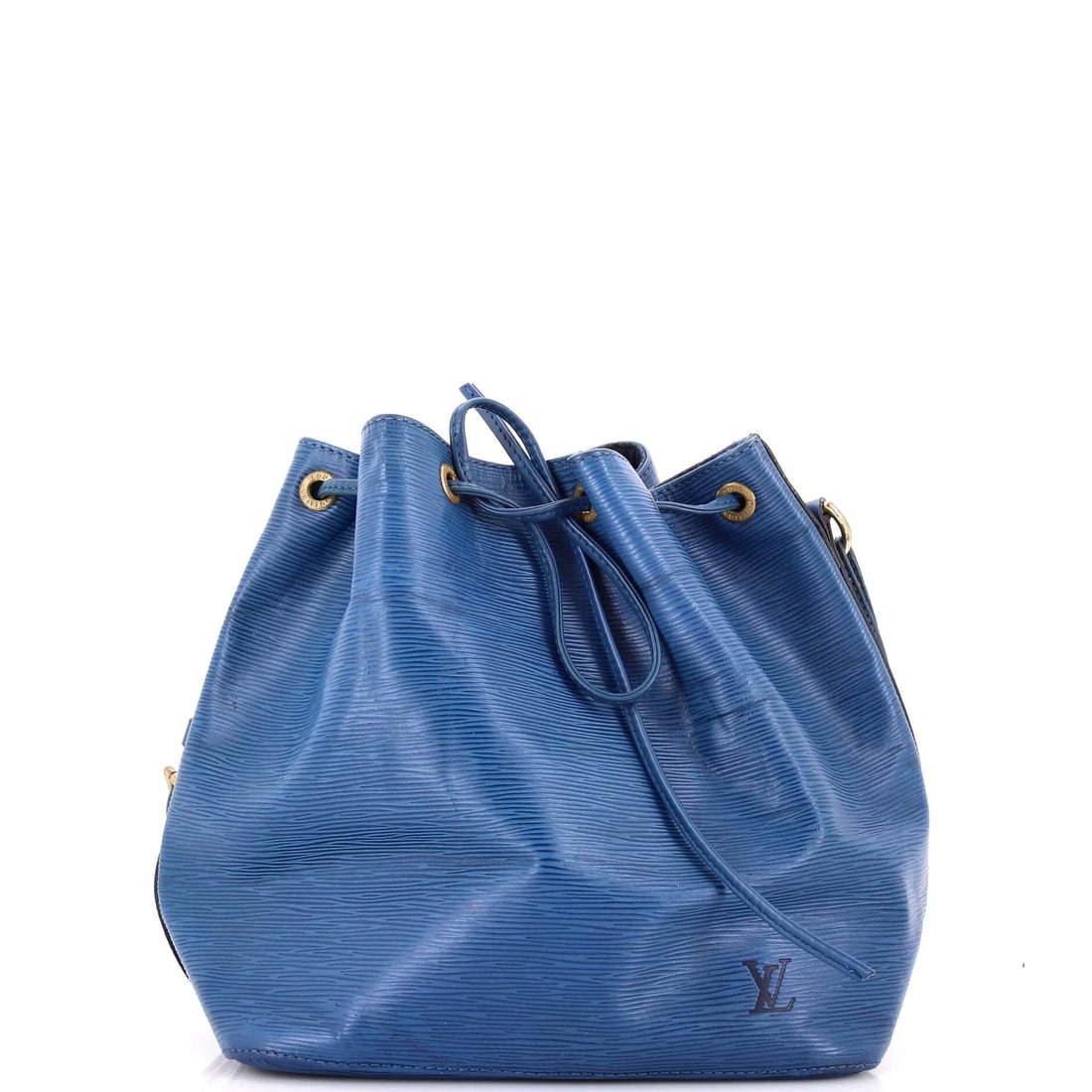 Louis Vuitton Petit Noe Handbag Epi Leather: Louis Vuitton Petit Noe Handbag Epi Leather The Louis Vuitton Petit Noe Handbag Epi Leather is a unique, pre-owned shoulder bag featuring a striking blue exterior with Epi leather. With its distinctiv