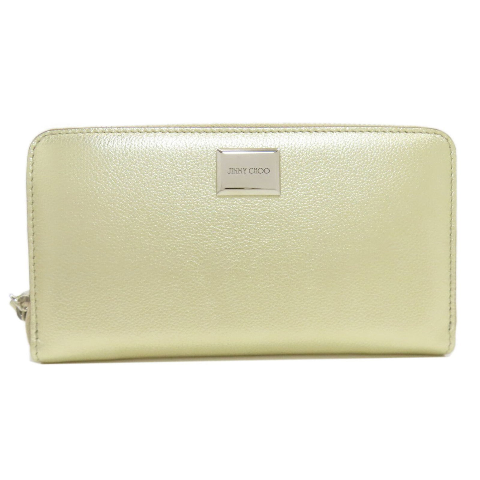 Long Wallet Leather Bi Fold Jimmy: Long Wallet Leather Bi Fold Jimmy This gold leather bi-fold wallet from Jimmy Choo features a sleek design with a long, slim profile. The 10.5cm x 19cm x 2cm dimensions provide ample space for cards