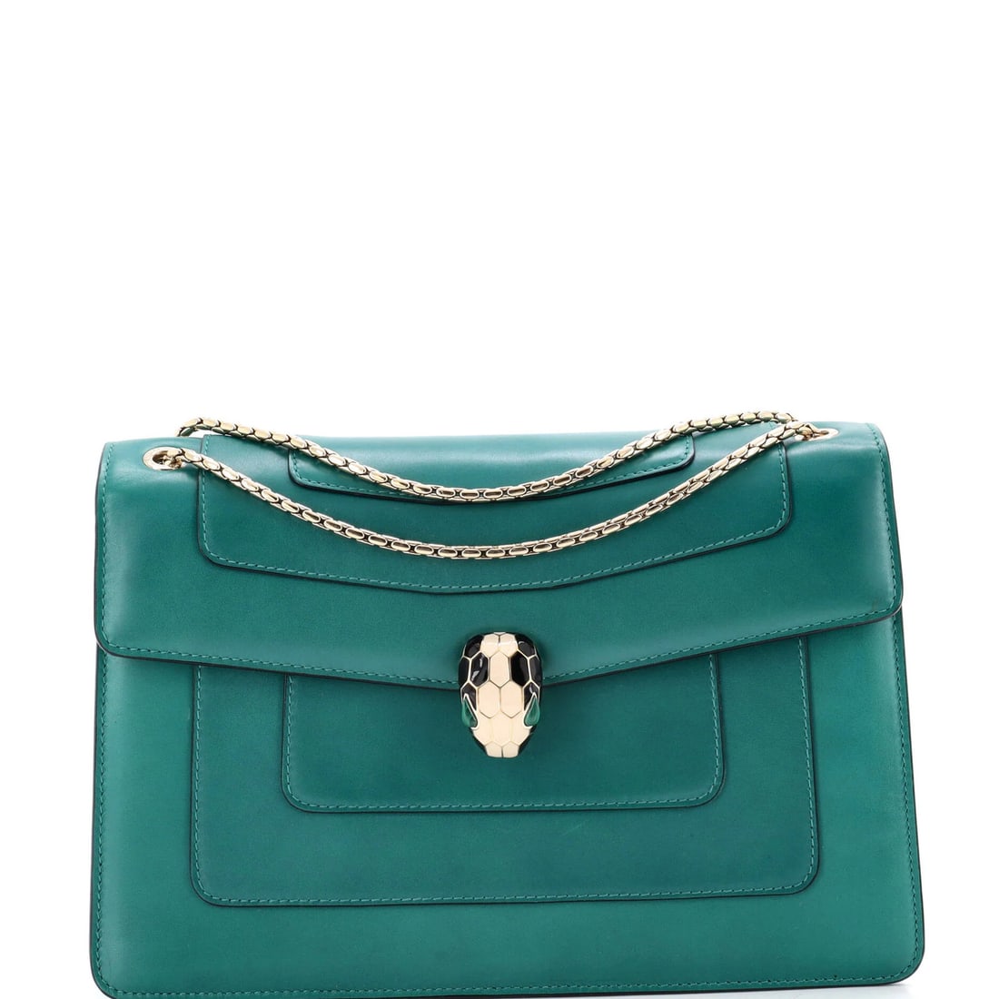 Bvlgari Serpenti Square Shoulder Bag Forever Leather Medium: Bvlgari Serpenti Square Shoulder Bag Forever Leather Medium The Bvlgari Serpenti Square Shoulder Bag Forever Leather Medium is a stylish and timeless accessory featuring a rich green exterior and a