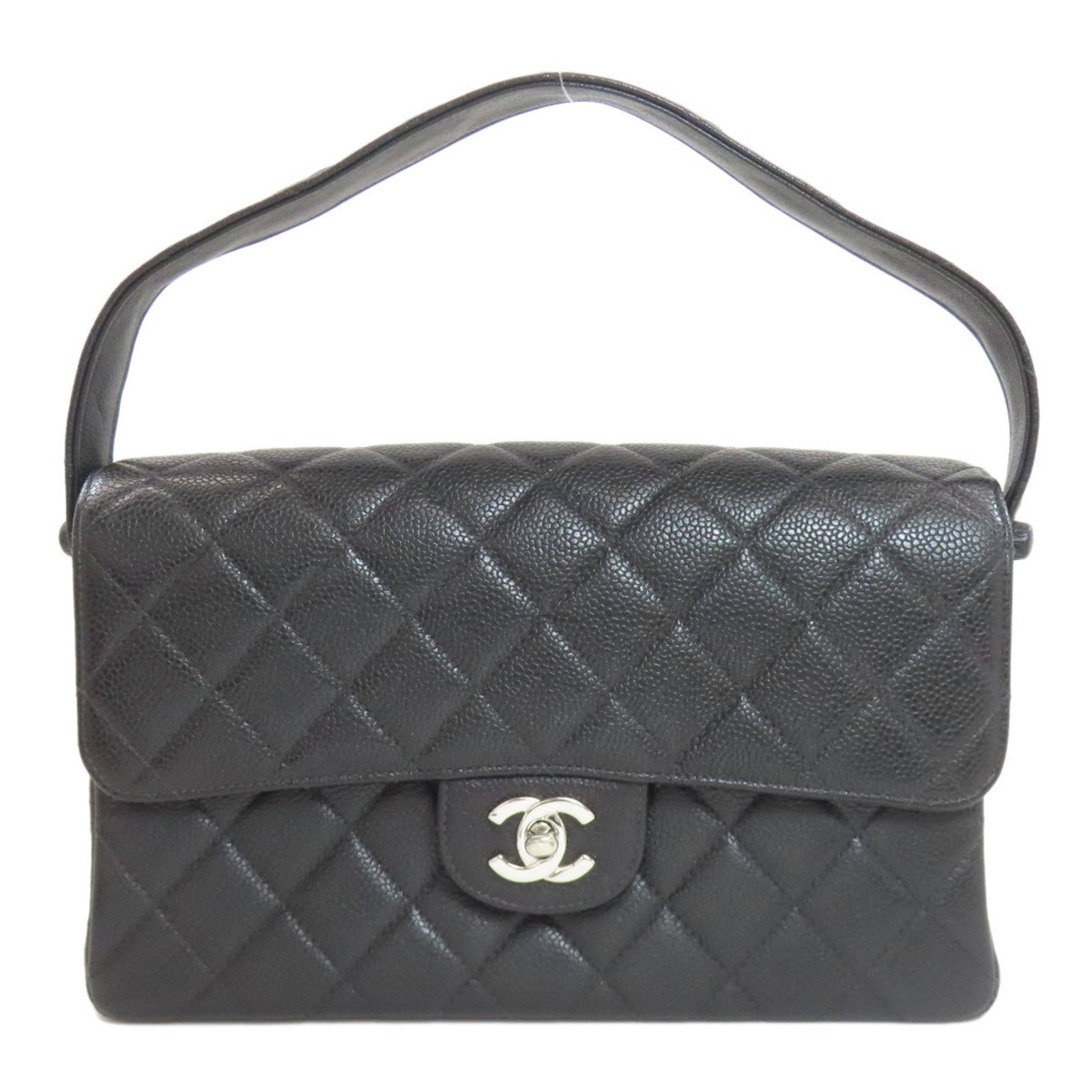 Handbag Leather from Chanel: Handbag Leather from Chanel Black Calfskin Leather Handbag from Chanel. Made from high-quality leather, this handbag features a classic design and a timeless black color. Measuring 17cm x 25cm x 9cm, 