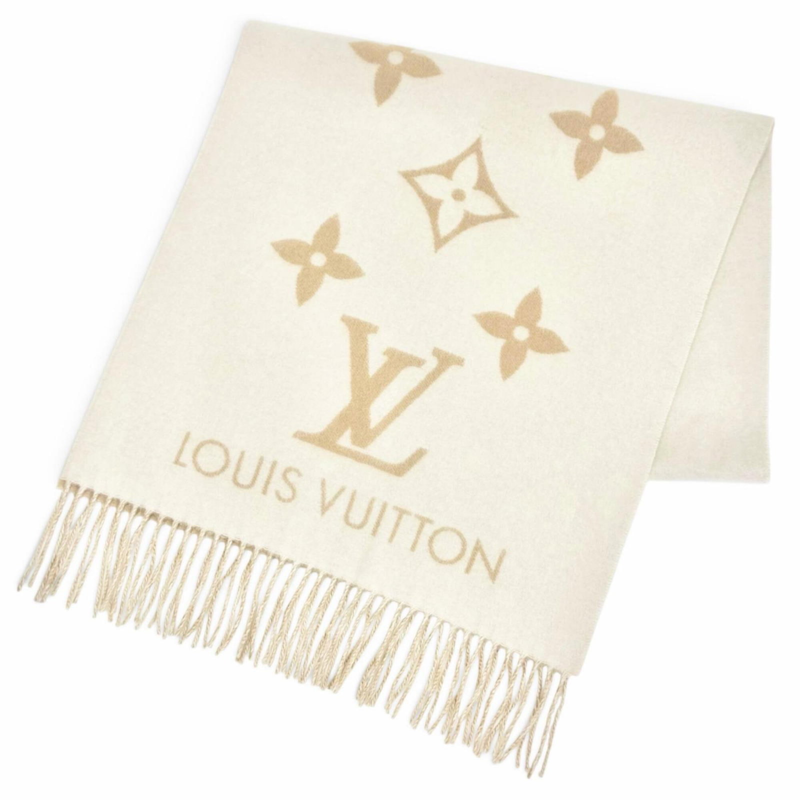 Cashmere Stole Vuitton Louis: Cashmere Stole Vuitton Louis Cashmere Stole Vuitton Louis is made from high-quality cashmere, a luxurious and soft material. The beige color and elegant design make it a stylish addition to any wardro