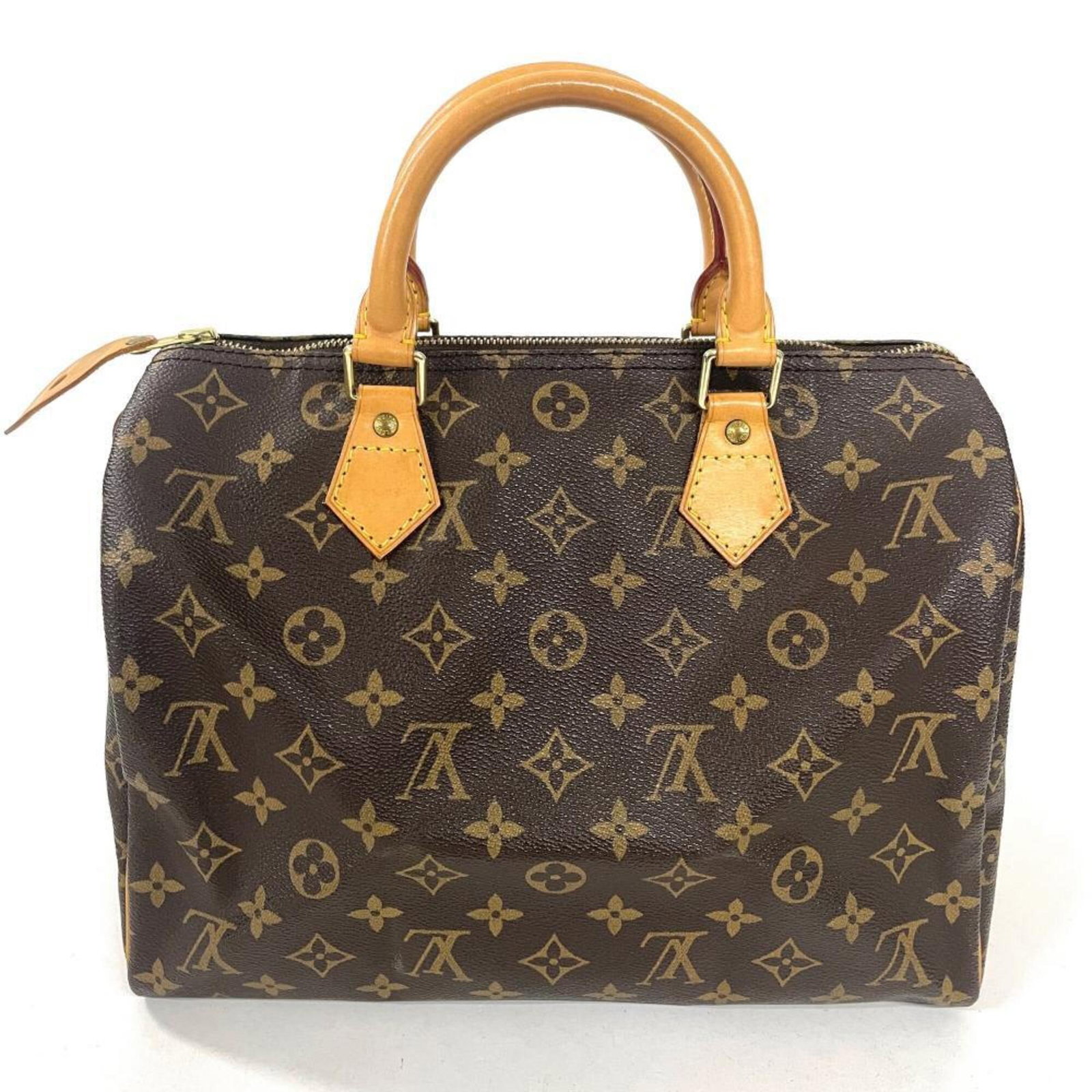 Louis Vuitton Monogram Handbag: Louis Vuitton Monogram Handbag The Louis Vuitton Monogram Handbag is a timeless design featuring the iconic monogram pattern in rich brown. With its gold monogram hardware and sturdy gold zipper